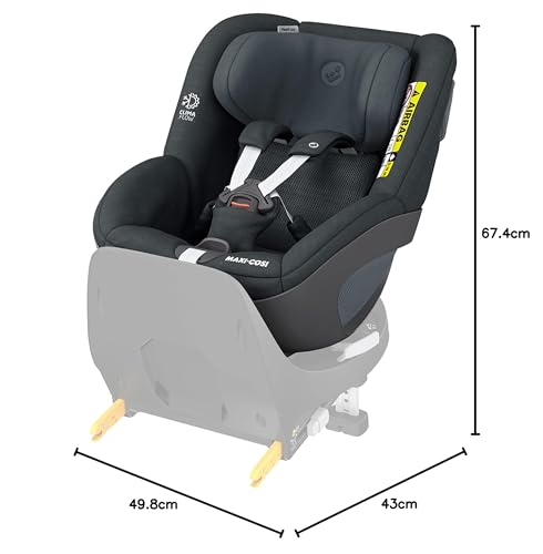 Maxi-Cosi Pearl 360 i-Size, Baby Car Seat, 3 months-4 years (61-105 cm), 360 Car Seat swivel, One-Hand Rotation, ClimaFlow, Easy-In Harness, G-CELL Side Impact Protection, Authentic Graphite