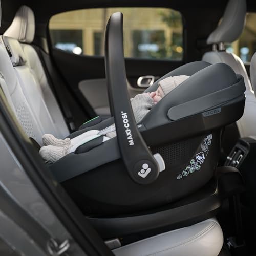 Maxi-Cosi Pebble S i-SIze, Baby Car Seat, 0 - 15 Months, 0 - 13 kg, 40 - 83 cm, Lightweight Car Seat Newborn, Click & Go Installation, G-CELL Side Impact Protection, Baby-Hugg Inlay, Tonal Black