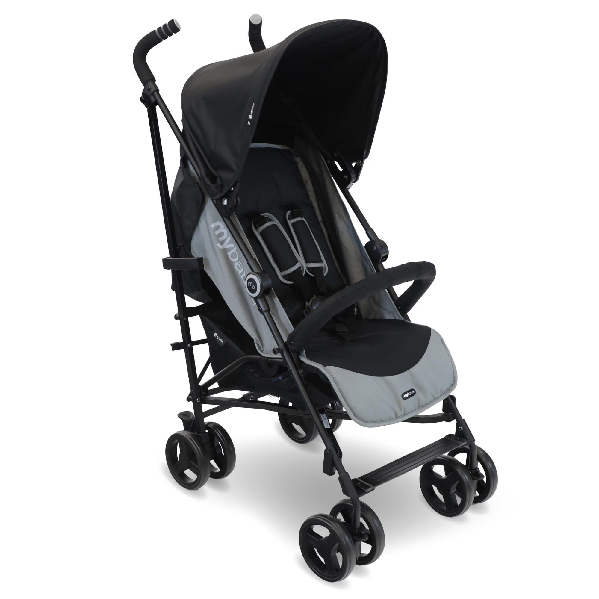 My Babiie MB02 Stroller, From Birth to 4 Years, 22kg, Lightweight & Compact, Umbrella Fold, Travel Buggy, Black & Grey