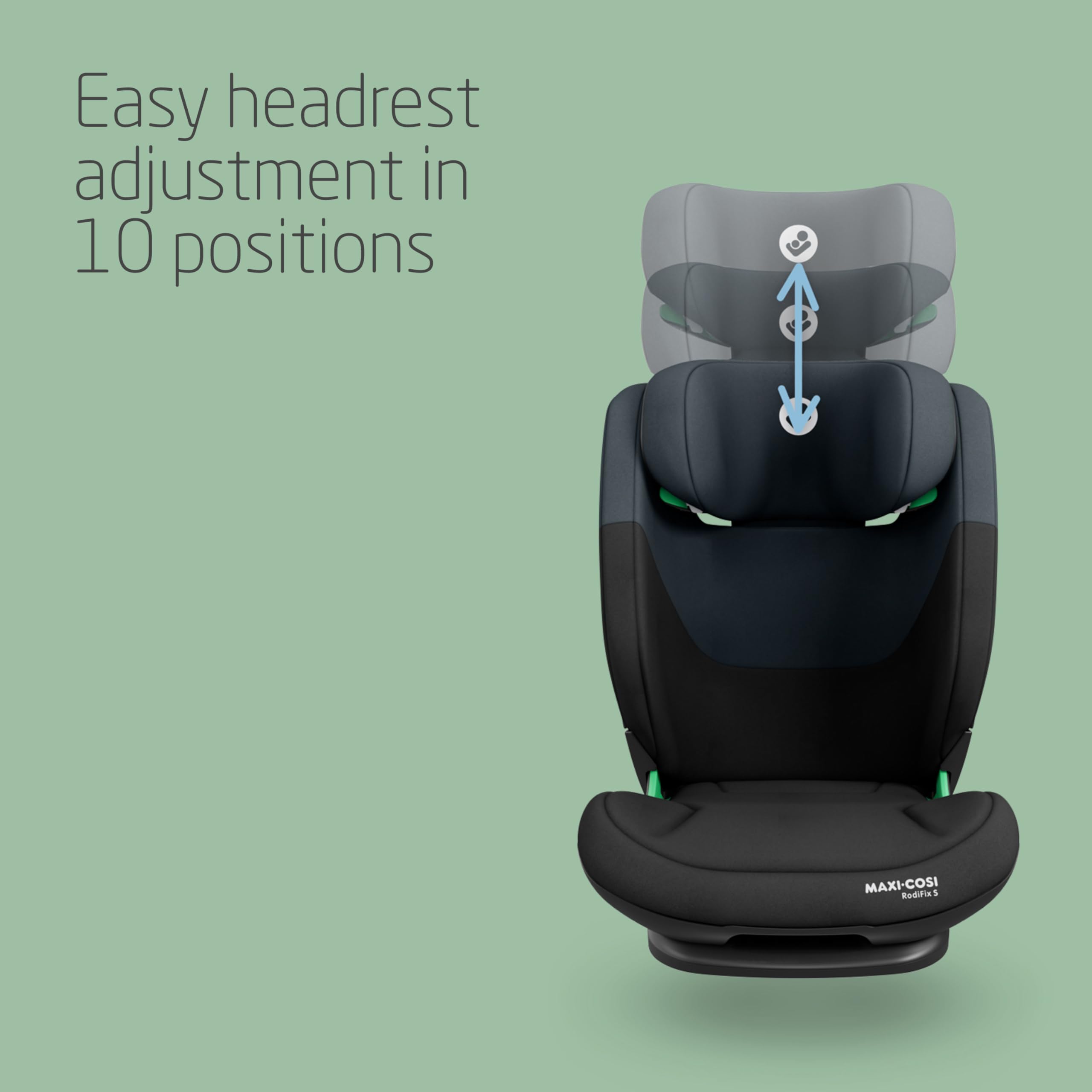 Maxi-Cosi RodiFix S i-Size, High Back Booster Seat, 3.5-12 Years (100-150 cm), Child Car Seat, 3 Recline Positions, Adjustable Height/Width, G-Cell Side Impact Protection, AirProtect, Tonal Black