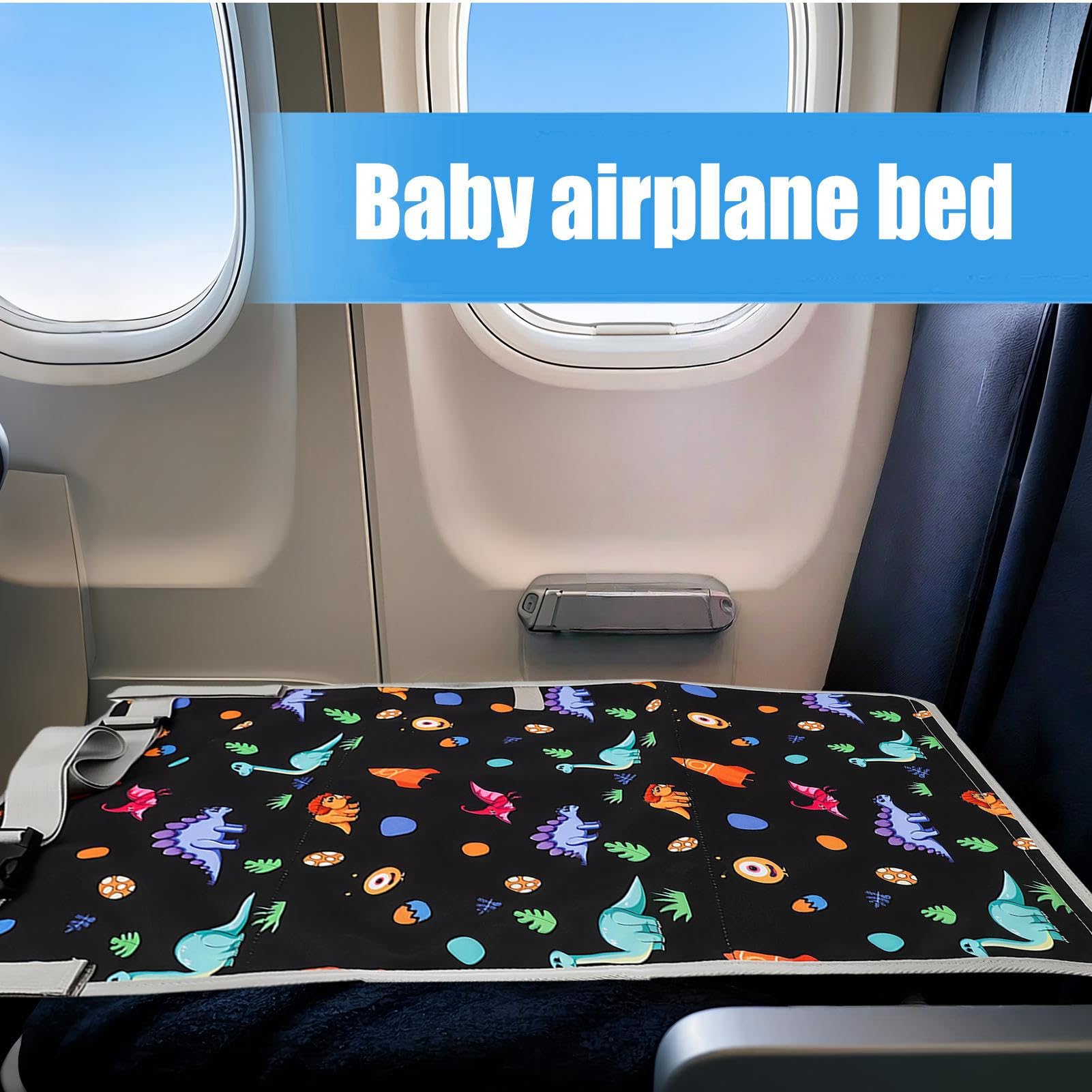 Uhngw Airplane Bed for Kids, Travel Bed, Soft Foot Rest, Foldable Cot for Traveling & Overnight