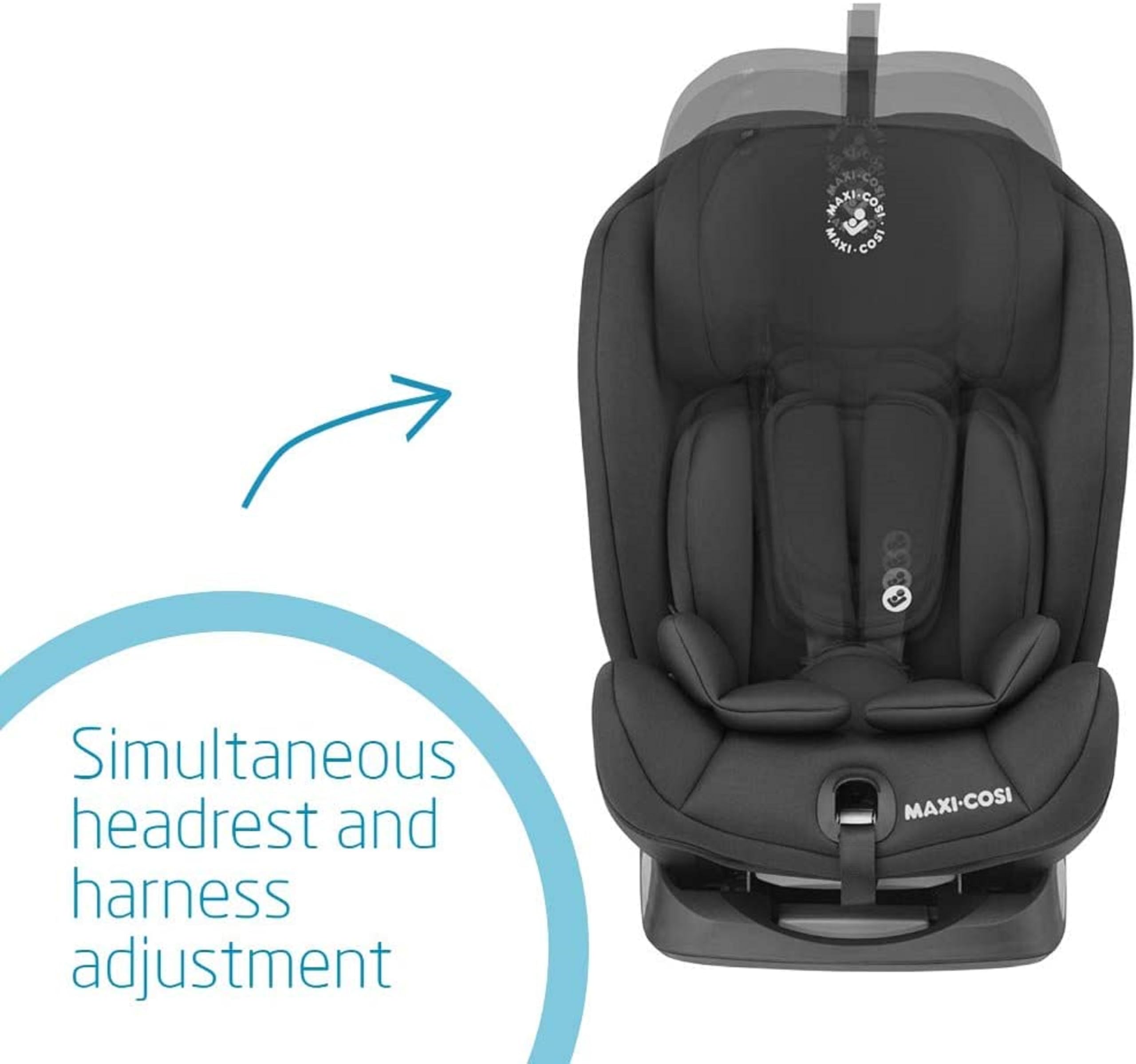 Maxi-Cosi Titan Car Booster Seat, 9‑36 kg, 9 Months-12 Years, Multi-Age Baby Car Seat, ISOFIX Car Seat, Top-Tether, Headrest/Harness Adjustment, 5 Recline Positions, Cushioned Inlay, Basic Black