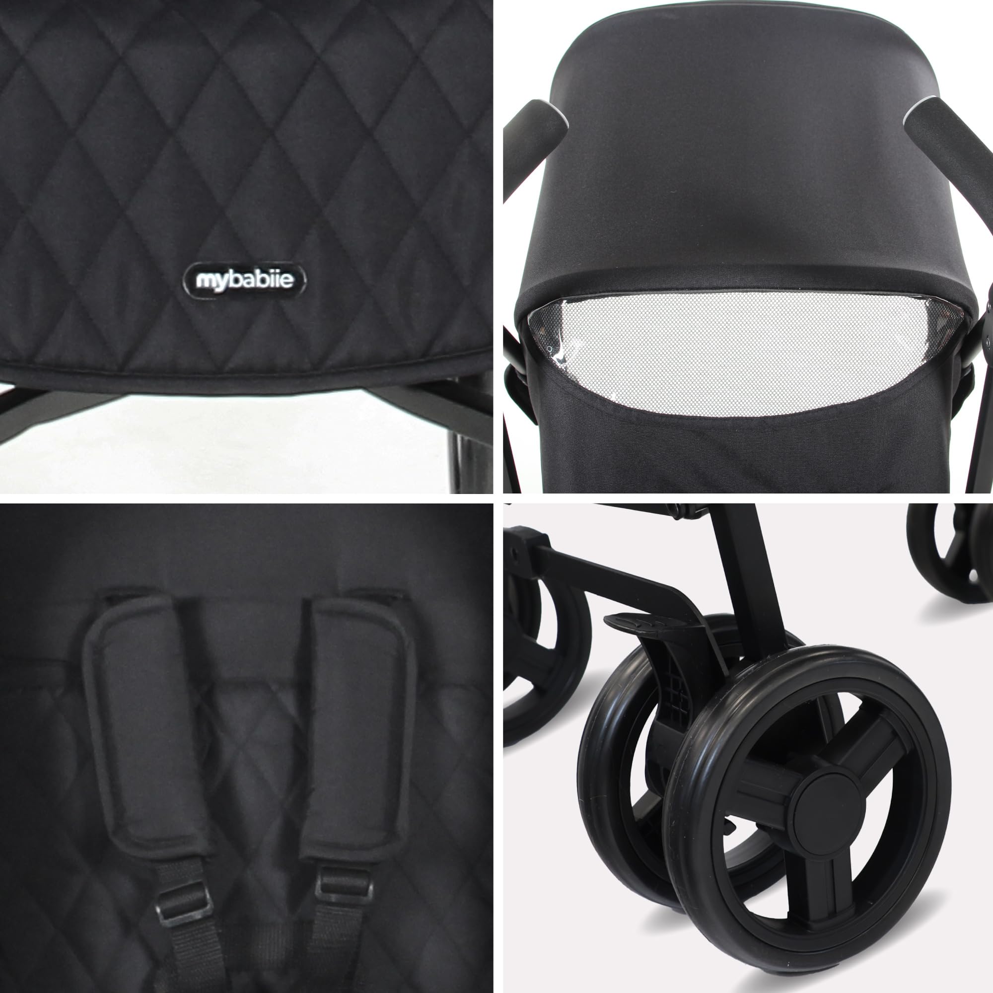 My Babiie MB01 Stroller, From Birth to 4 Years, 22kg, Lightweight & Compact, Umbrella Fold, Travel Buggy, Black