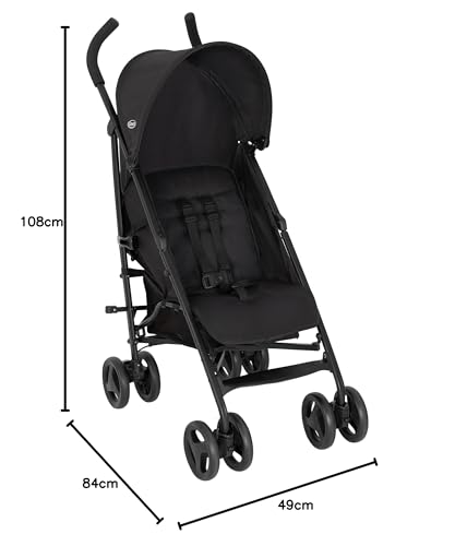 Graco EZLite Lightweight Stroller, 6.6kg, From Birth to 3 Years, 15kg, Midnight, Black