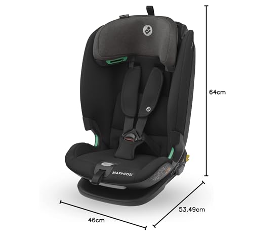 Maxi-Cosi Titan Plus i-Size, Multi-age ISOFIX Child Car Seat, 15 months - 12 years (76 - 150 cm), G-CELL Side Impact Protection, 4 Recline Positions, Soft Foam Cushions in Headrest, Authentic Black