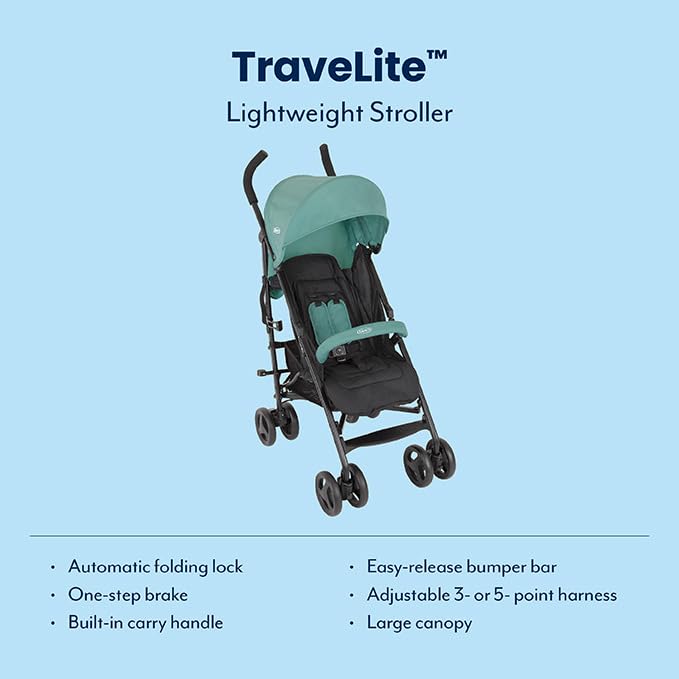 Graco TraveLite Compact Stroller, From Birth to 3 Years, 15kg, Lightweight 7kg, Mint