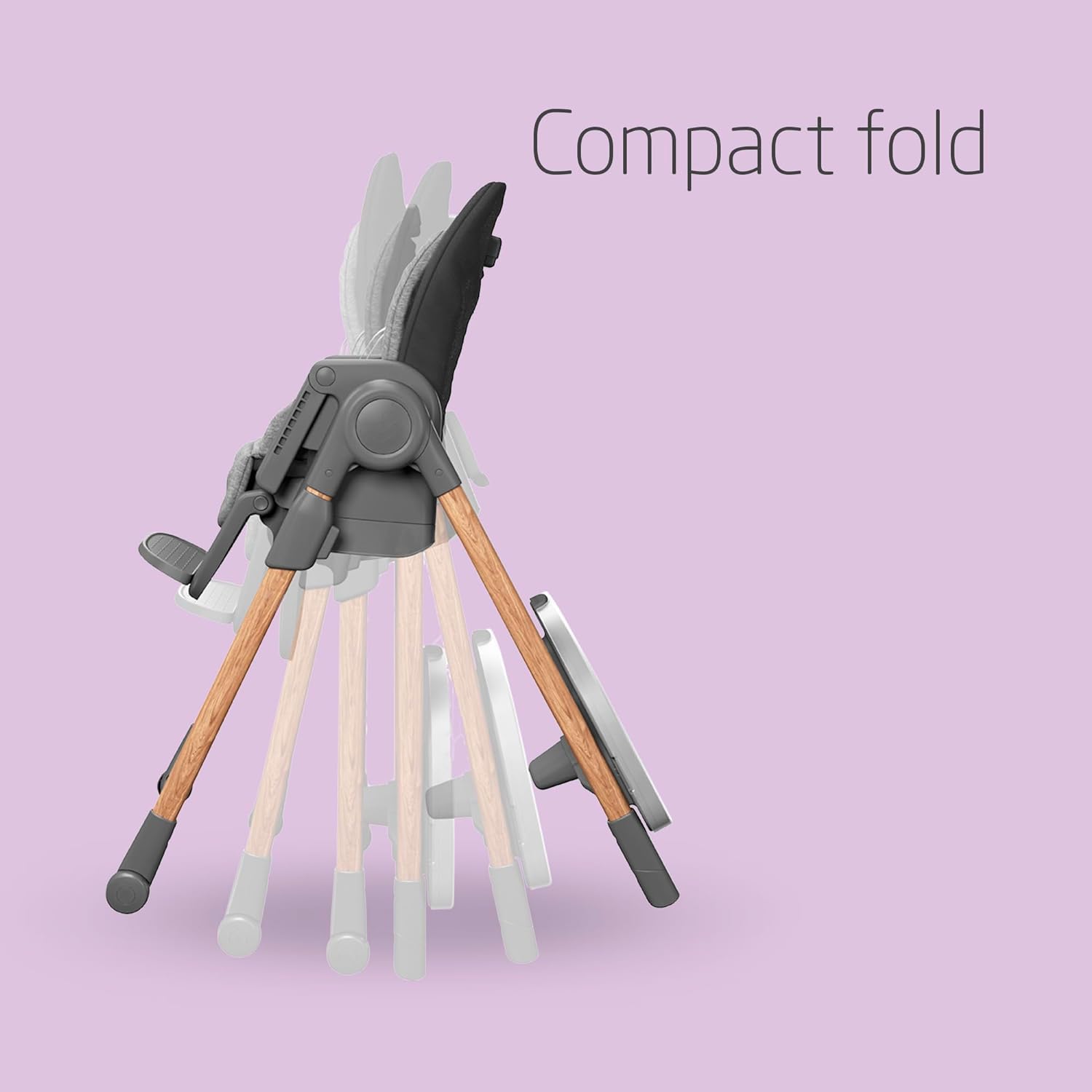 Maxi-Cosi Minla Evolutive Highchair, 0–14 Years, up to 60 kg, Baby High Chair, 9 Height Options, 5 Recline and 4 Tray Positions, Compact Fold, Adjustable Footrest, Essential Graphite