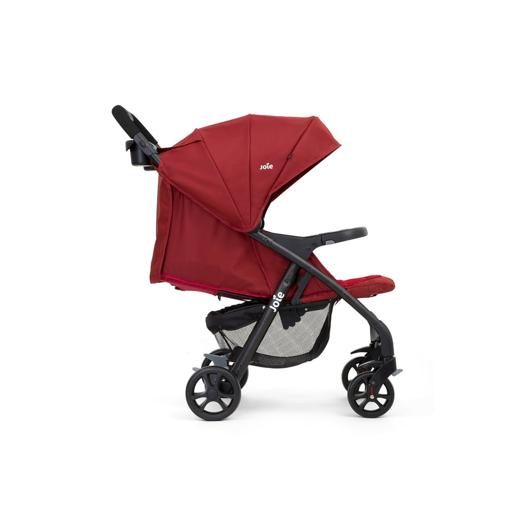 Joie Muze LX Lie-Flat Stroller with Footmuff, Birth to 3 Years, 0-15kg, Cranberry