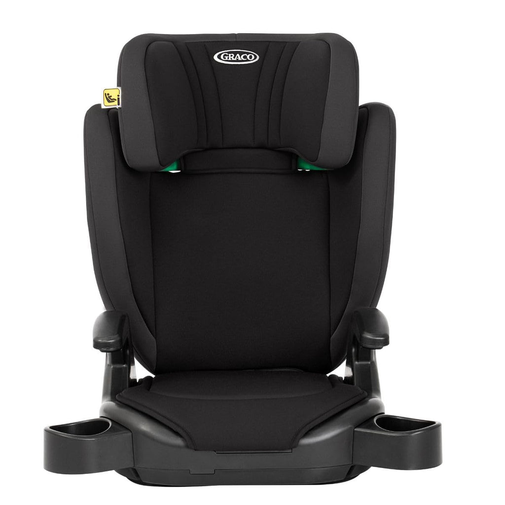 Graco Junior Maxi i-Size R129 Highback Booster car seat with cupholders, Suitable from 100-150cm (approx. 3.5 to 12 years), Midnight fashion