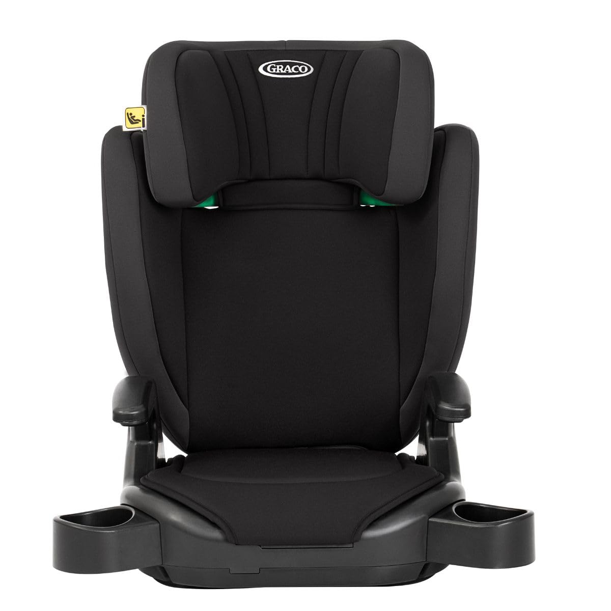 Graco Junior Maxi i-Size R129 Highback Booster car seat with cupholders, Suitable from 100-150cm (approx. 3.5 to 12 years), Midnight fashion