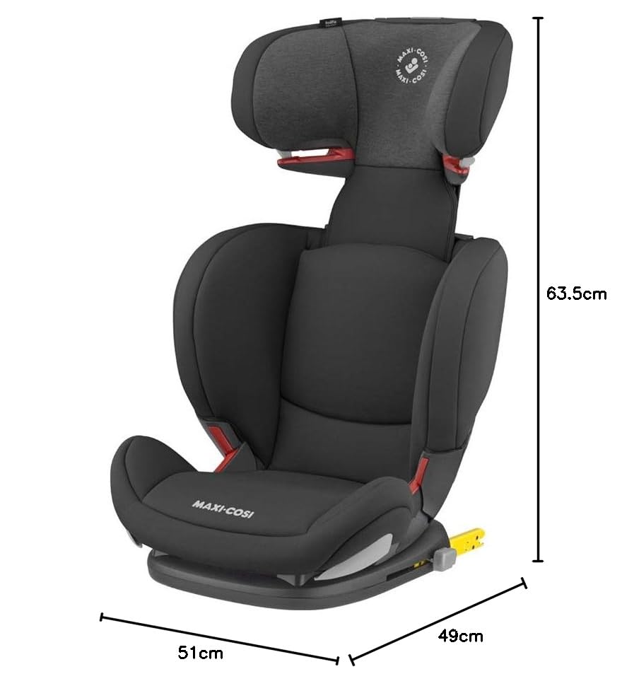 Maxi-Cosi RodiFix AirProtect High Back Booster Seat, 15 - 36 kg, 3.5 - 12 Years, Reclining ISOFIX Car Seat, Adjustable Headrest/Backrest, Extra Side Protection, Quick & Easy Buckle-up, Authentic Black