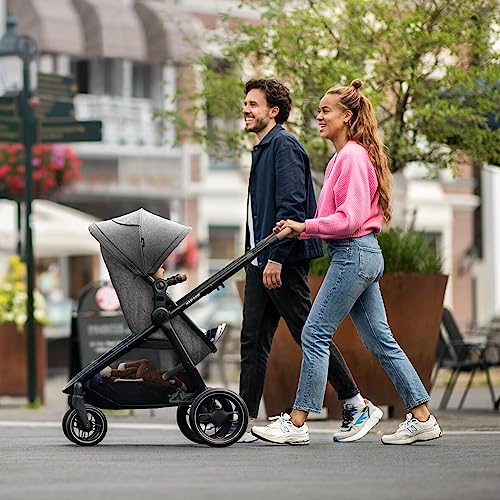 Maxi-Cosi Zelia S Trio 3-in-1 Travel System, 0-4 Years, Up to 22kg, Foldable, Compact, Reclining Pushchair, CabrioFix S i-Size Car Seat, Accessories, Grey