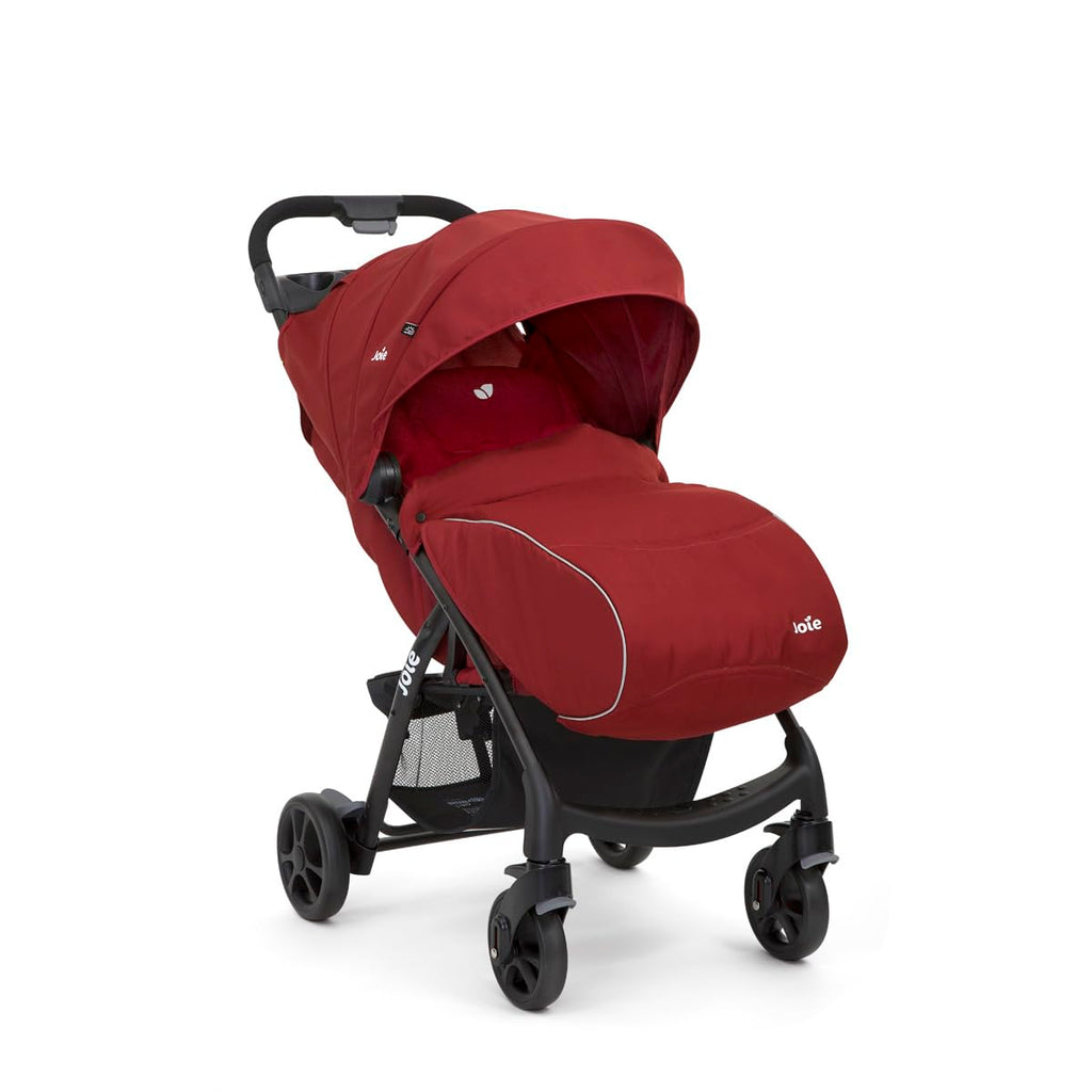 Joie Muze LX Lie-Flat Stroller with Footmuff, Birth to 3 Years, 0-15kg, Cranberry