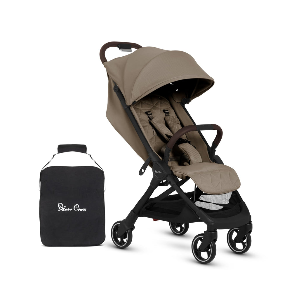 Silver Cross Clic 2 Compact Stroller & Travel Bag, Foldable & Lightweight, From Birth to 4 Years, Cobble