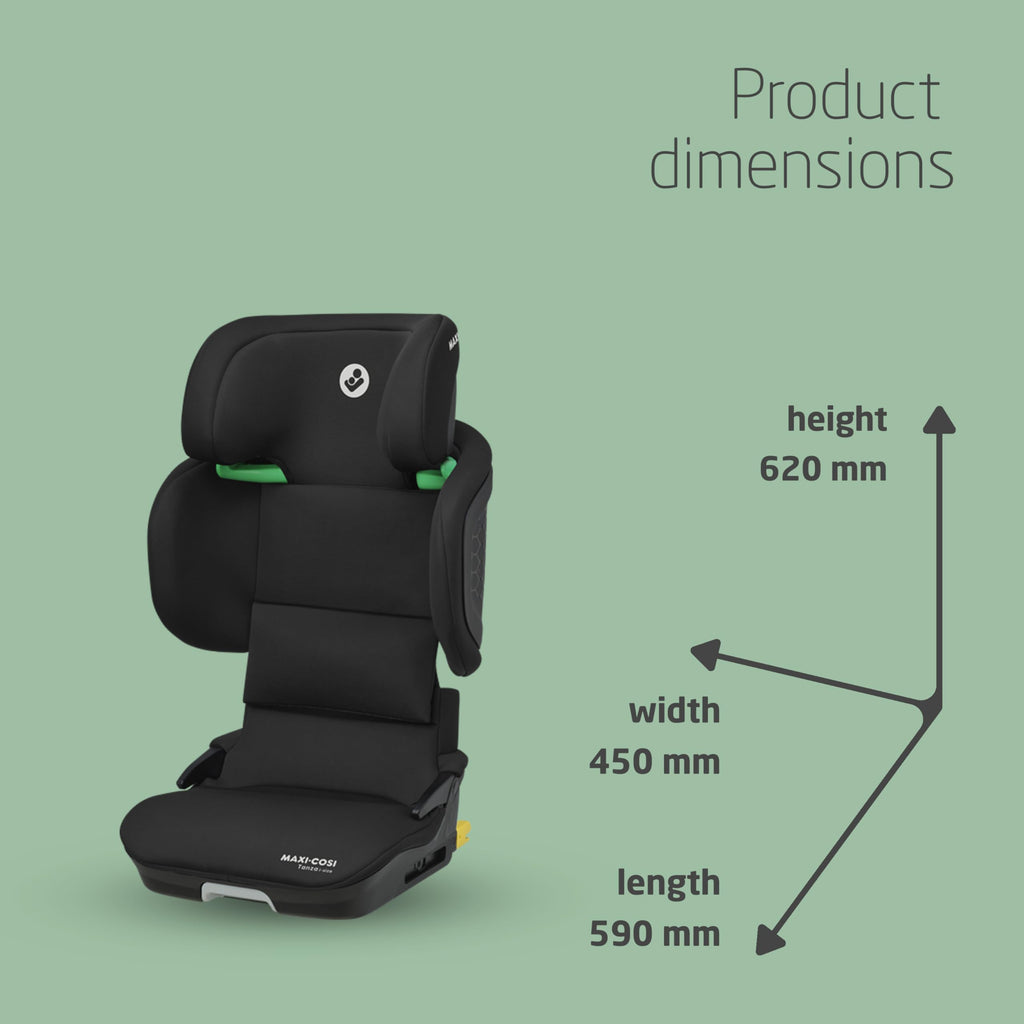 Maxi-Cosi Tanza i-Size High Back Booster, 3.5-12 Years, 100-150cm, Foldable, 10 Headrest Positions, G-CELL Side Impact Protection, Black
