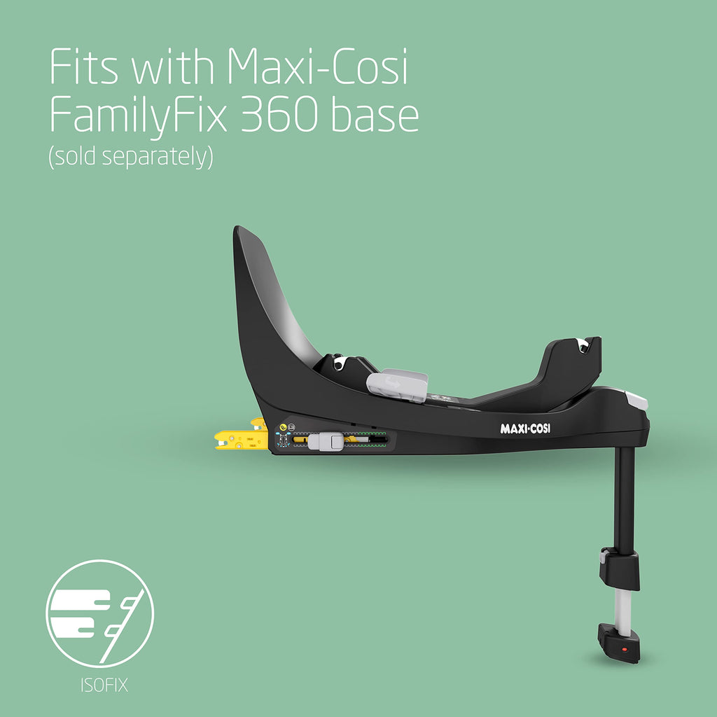 Maxi-Cosi Pearl 360 i-Size, Baby Car Seat, 3 months-4 years (61-105 cm), 360 Car Seat swivel, One-Hand Rotation, ClimaFlow, Easy-In Harness, G-CELL Side Impact Protection, Authentic Graphite