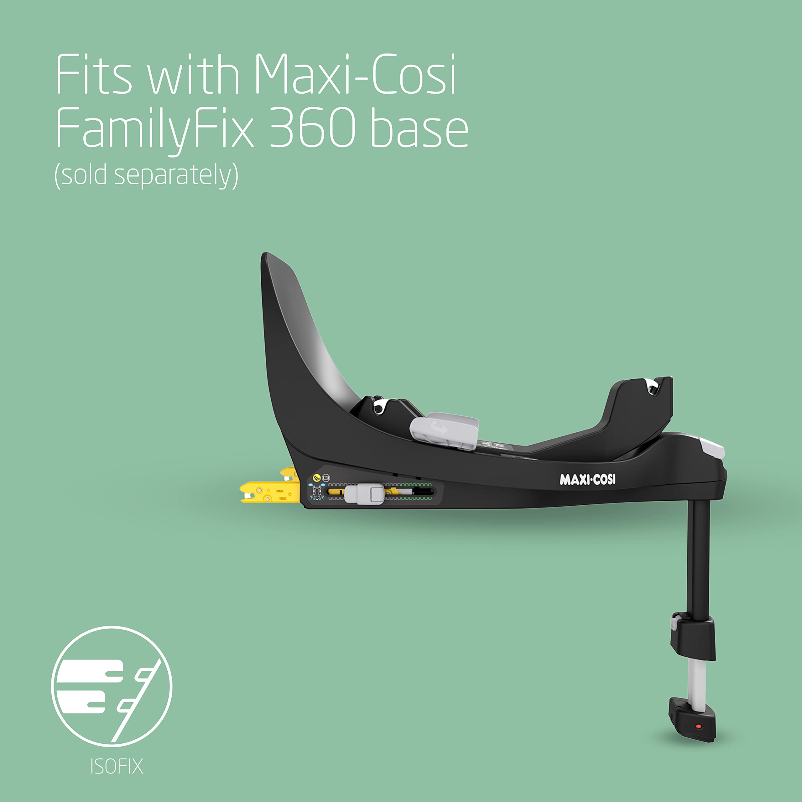 Maxi-Cosi Pearl 360 i-Size, Baby Car Seat, 3 months-4 years (61-105 cm), 360 Car Seat swivel, One-Hand Rotation, ClimaFlow, Easy-In Harness, G-CELL Side Impact Protection, Authentic Graphite