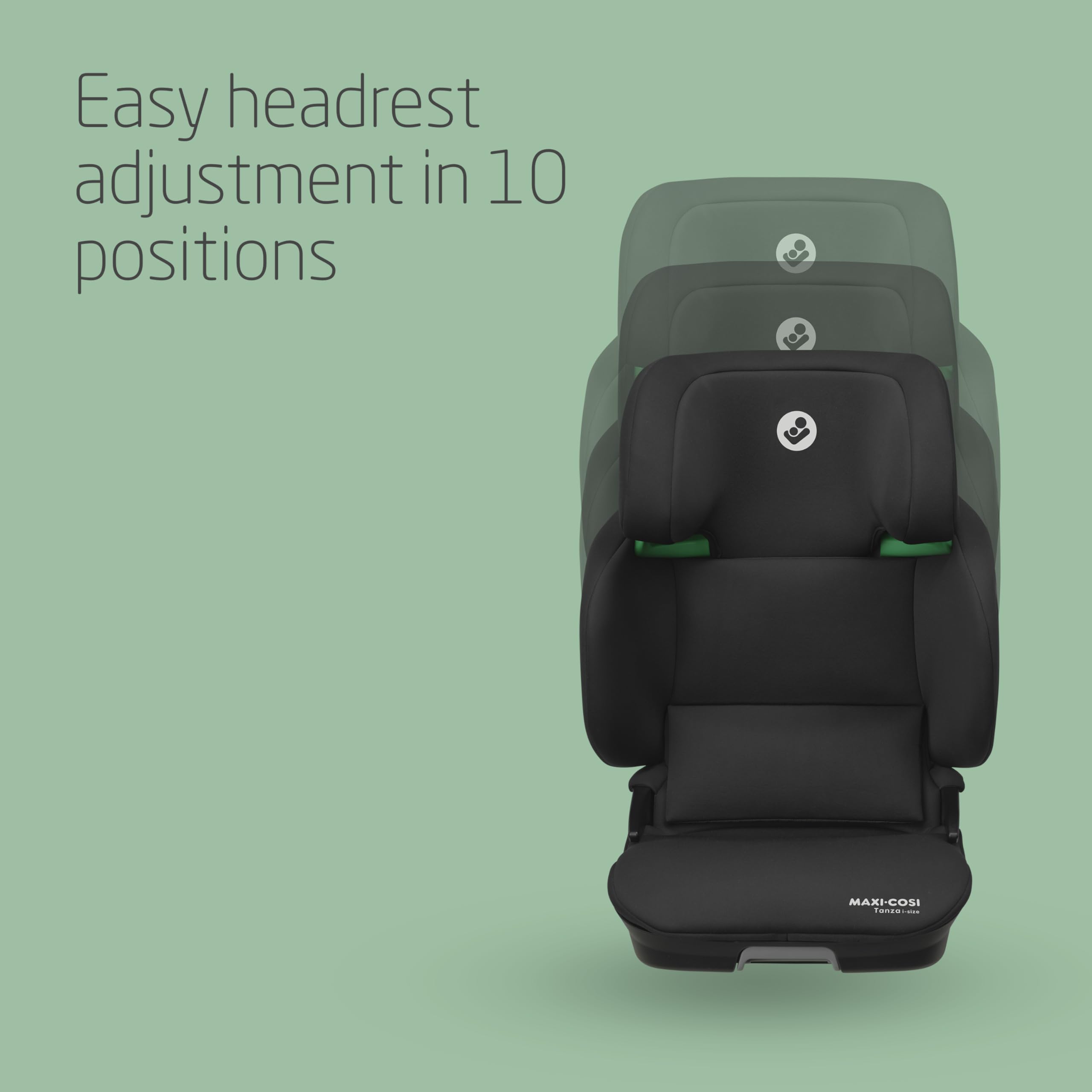 Maxi-Cosi Tanza i-Size High Back Booster, 3.5-12 Years, 100-150cm, Foldable, 10 Headrest Positions, G-CELL Side Impact Protection, Black