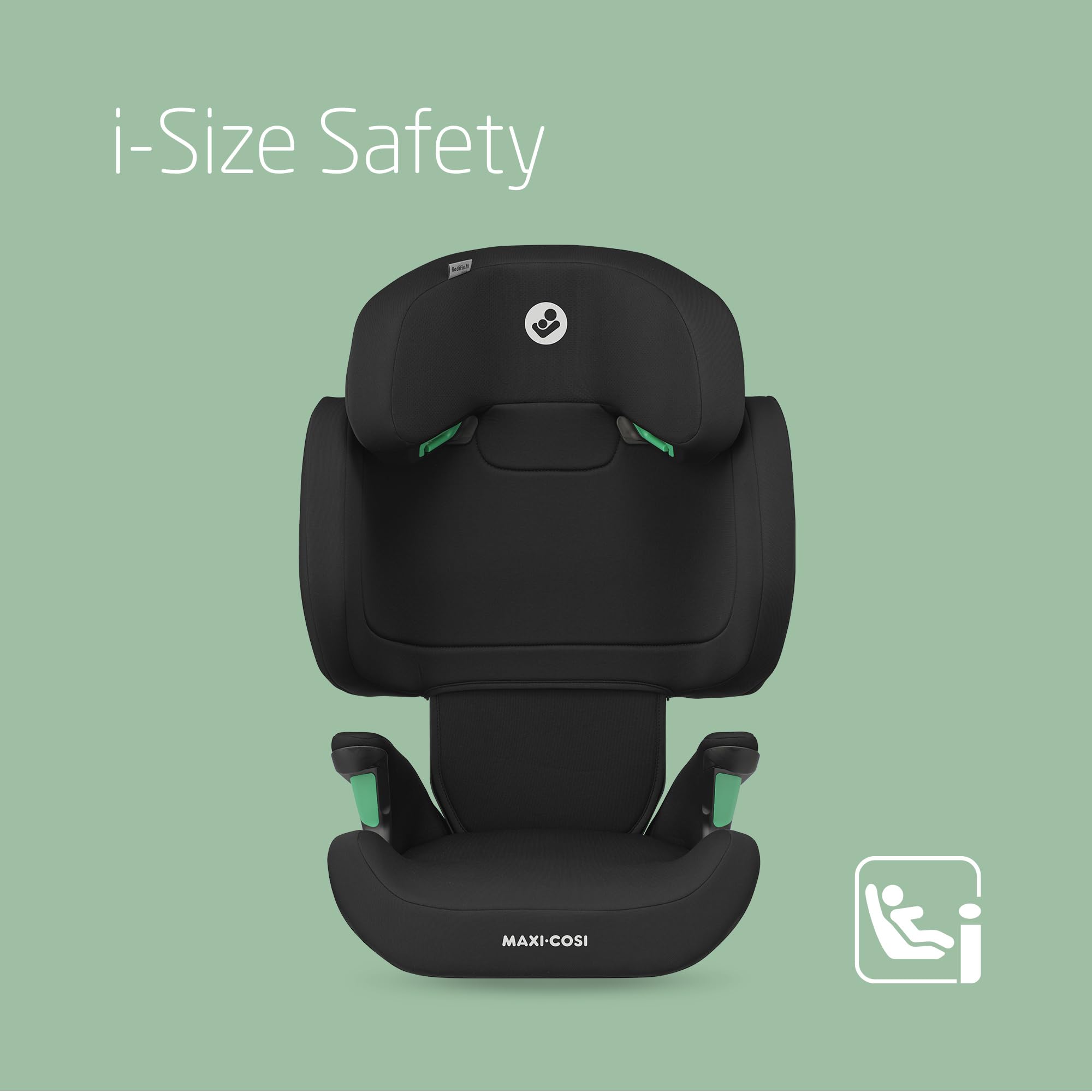 Maxi-Cosi RodiFix M i-Size, High Back Booster Seat, 3.5 - 12 years, 100 - 150cm, Kids Car Seat, G-CELL Side Impact Protection, Adjustable Height, Quick & Easy Buckle Up, ISOFIX Car Seat, Basic Black