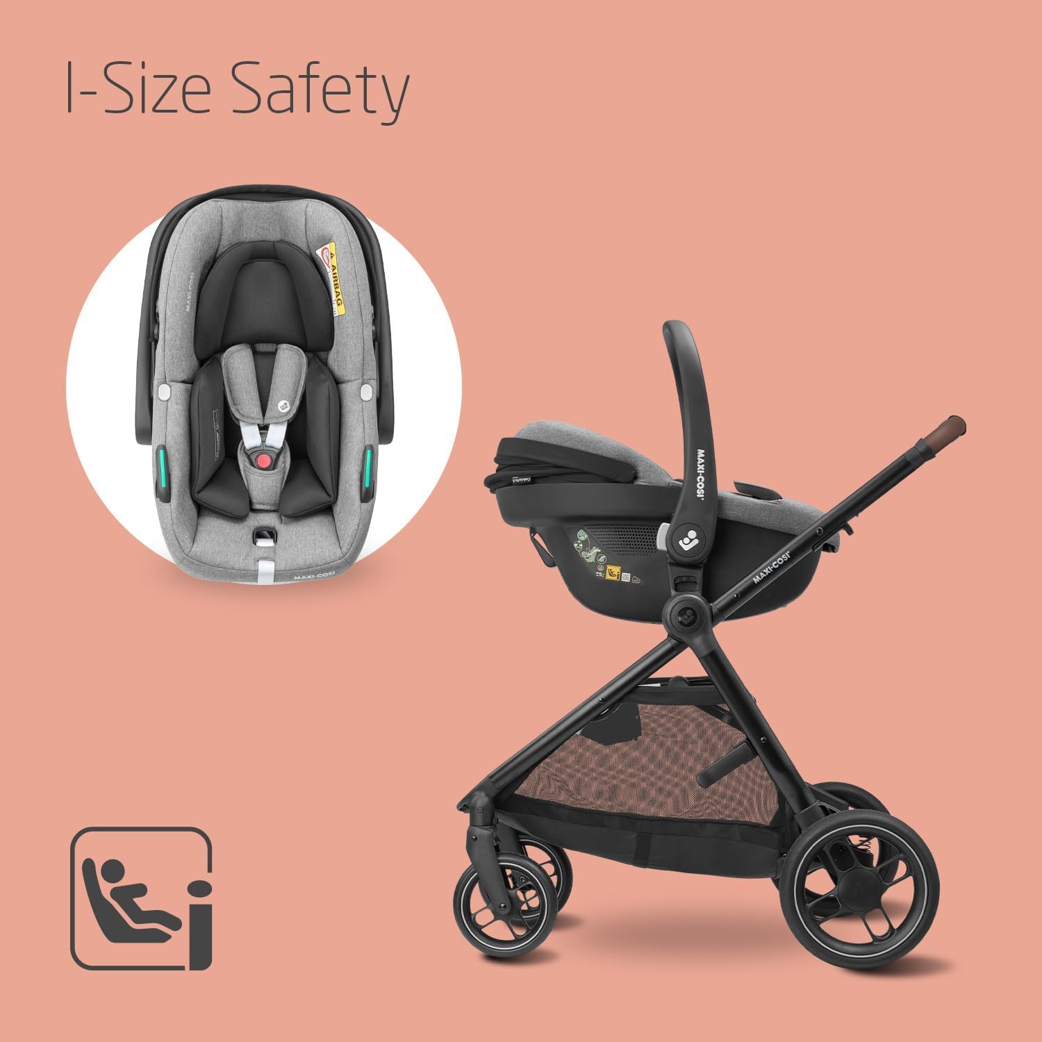 Maxi-Cosi Zelia S Trio 3-in-1 Travel System, 0-4 Years, Up to 22kg, Foldable, Compact, Reclining Pushchair, CabrioFix S i-Size Car Seat, Accessories, Grey