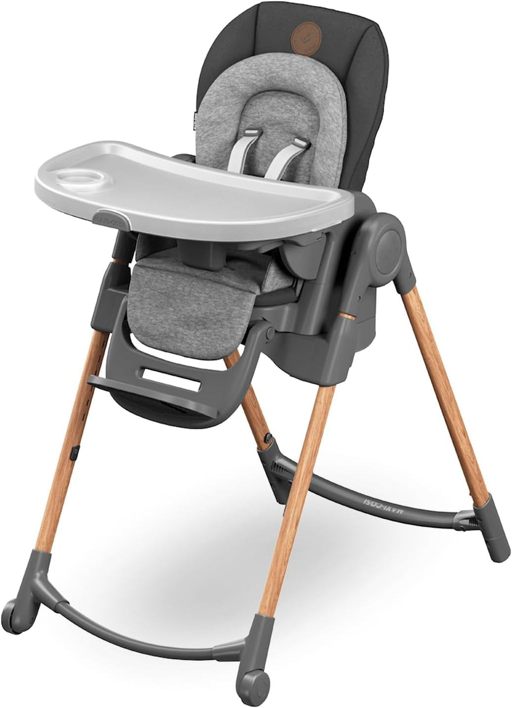 Maxi-Cosi Minla Evolutive Highchair, 0–14 Years, up to 60 kg, Baby High Chair, 9 Height Options, 5 Recline and 4 Tray Positions, Compact Fold, Adjustable Footrest, Essential Graphite