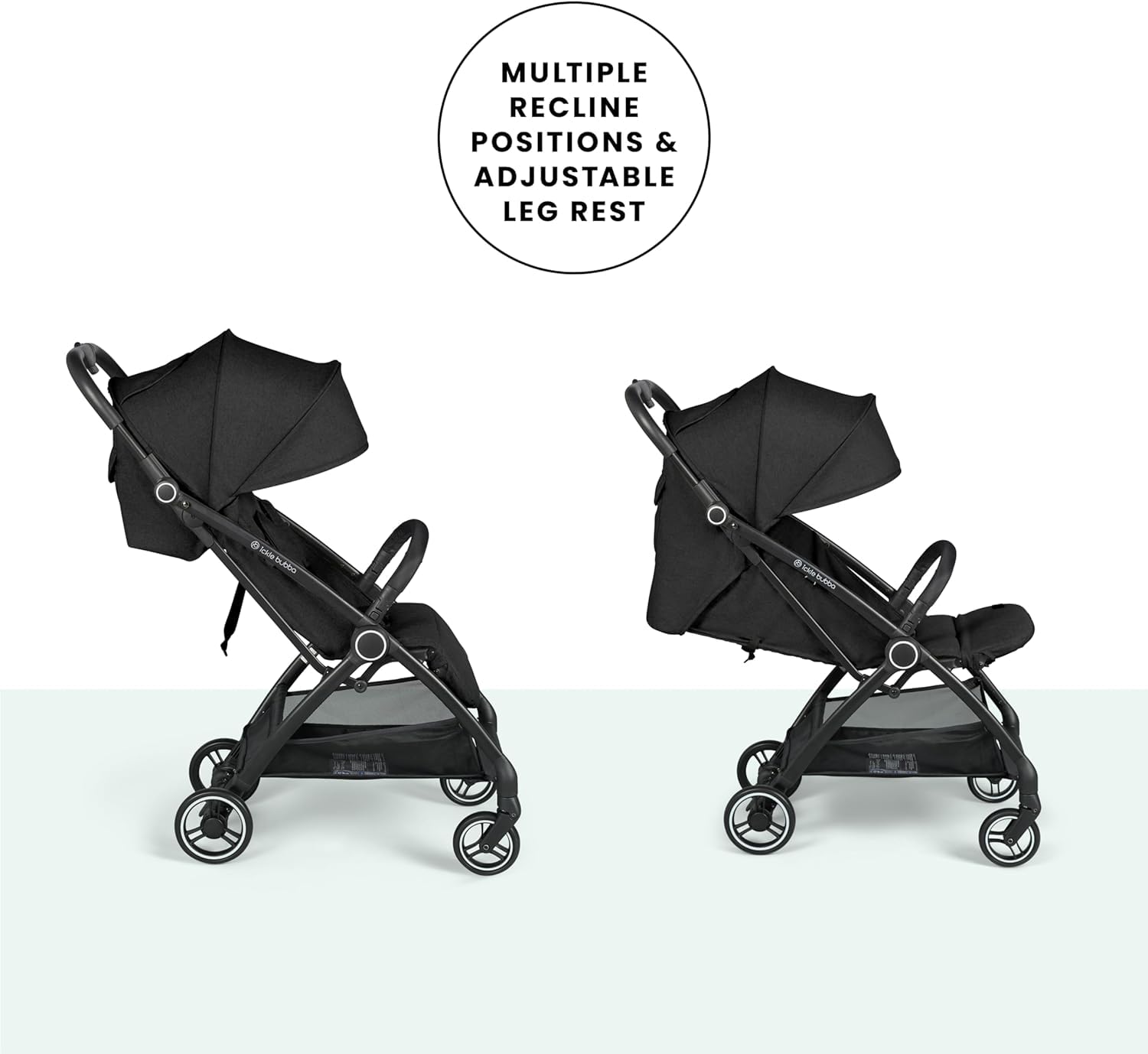 Ickle Bubba Aries Autofold Stroller, Multi-Position Recline, Auto-Fold, From Birth to 22kg, UPF 50+ Hood, Spacious Basket, Black