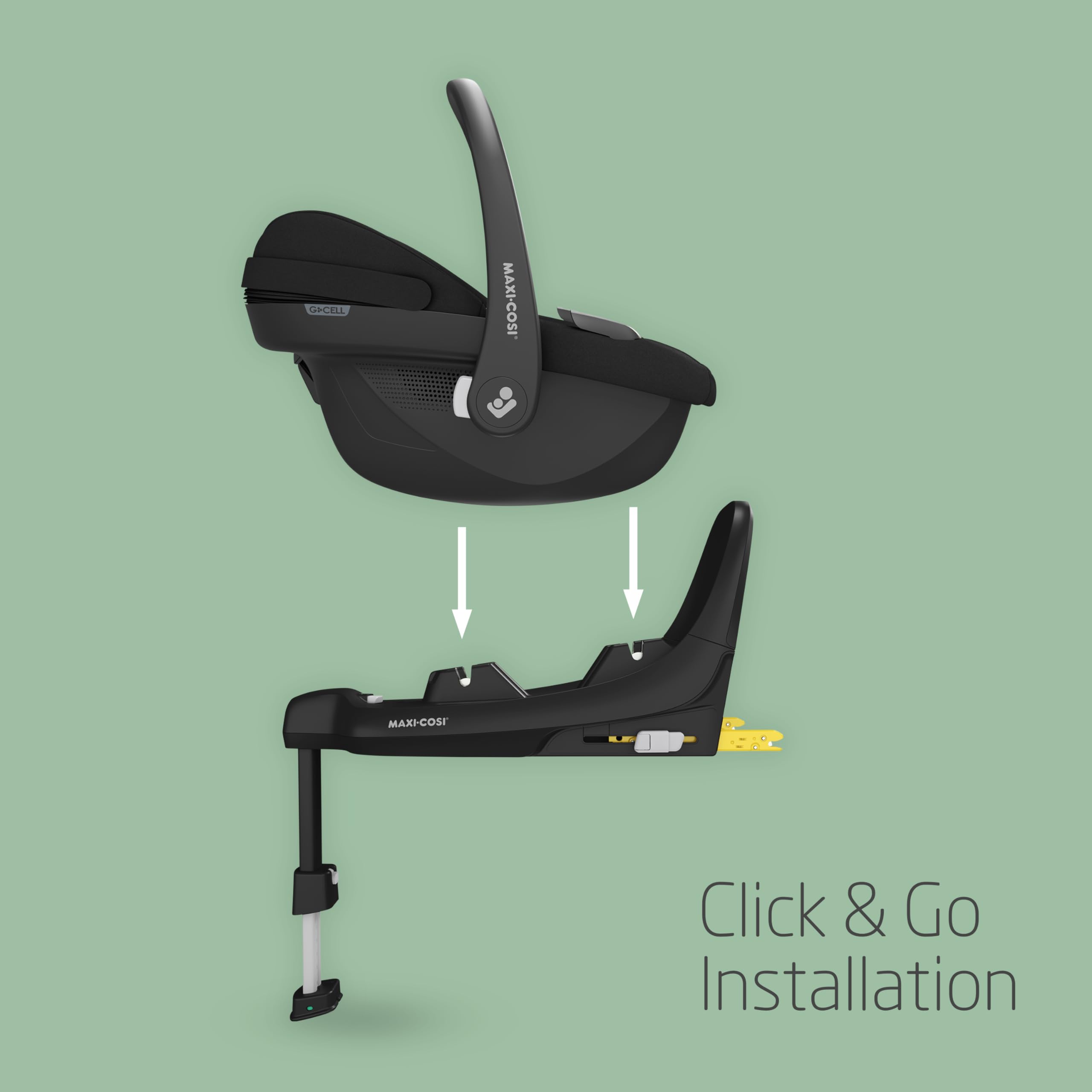 Maxi-Cosi Pebble S i-SIze, Baby Car Seat, 0 - 15 Months, 0 - 13 kg, 40 - 83 cm, Lightweight Car Seat Newborn, Click & Go Installation, G-CELL Side Impact Protection, Baby-Hugg Inlay, Tonal Black