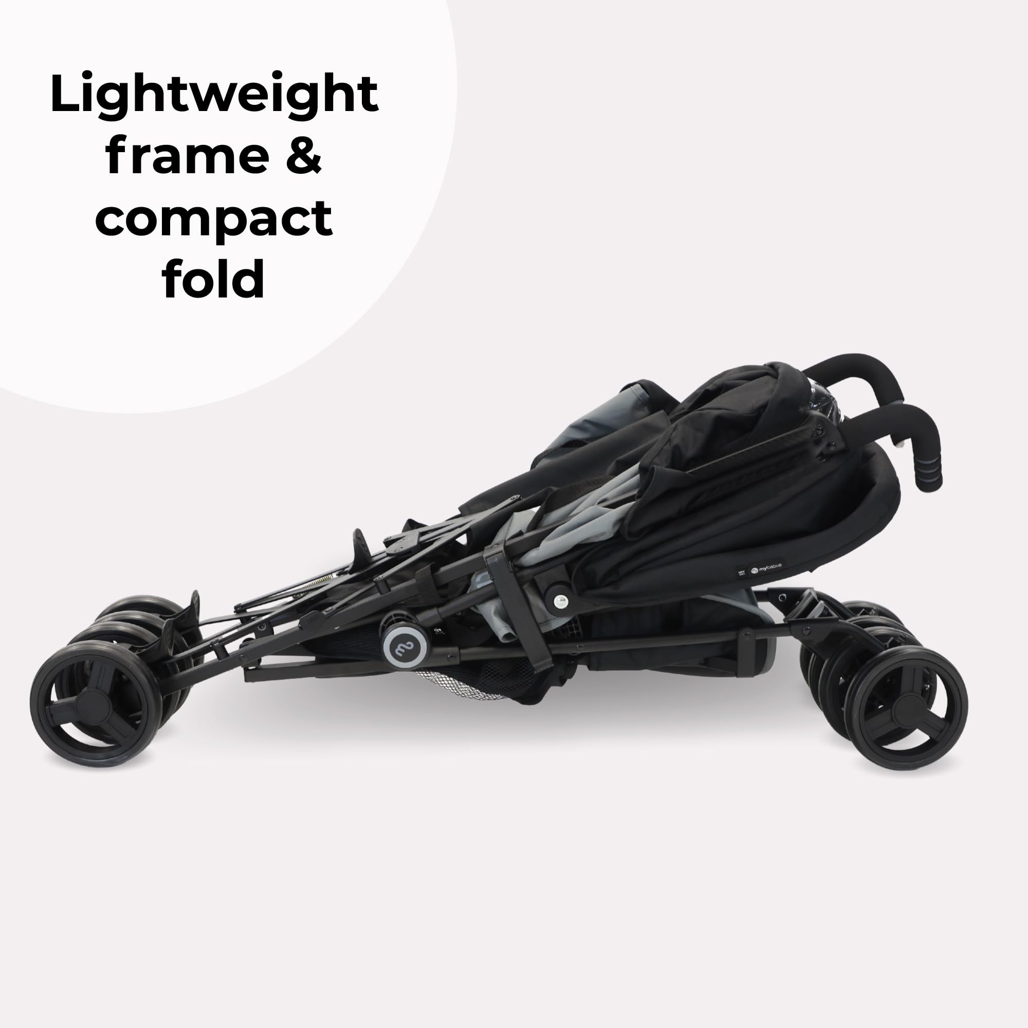 My Babiie MB02 Stroller, From Birth to 4 Years, 22kg, Lightweight & Compact, Umbrella Fold, Travel Buggy, Black & Grey