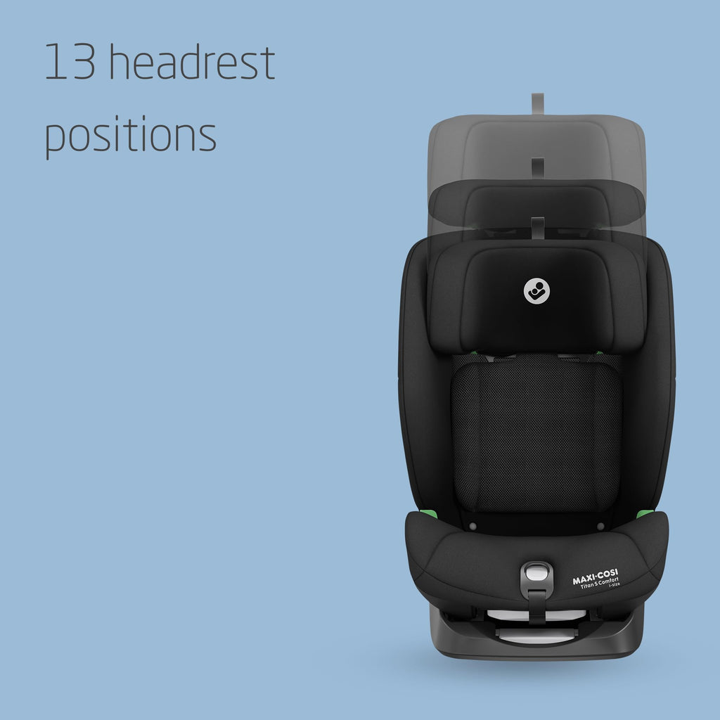 Maxi-Cosi Titan S Comfort i-Size, Breathable Comfort Fabrics, Child Car Seat, 15 months-12 years (76-150cm), ISOFIX Car Seat, 5 Recline & 13 Headrest Positions, G-CELL Protection, Authentic Black