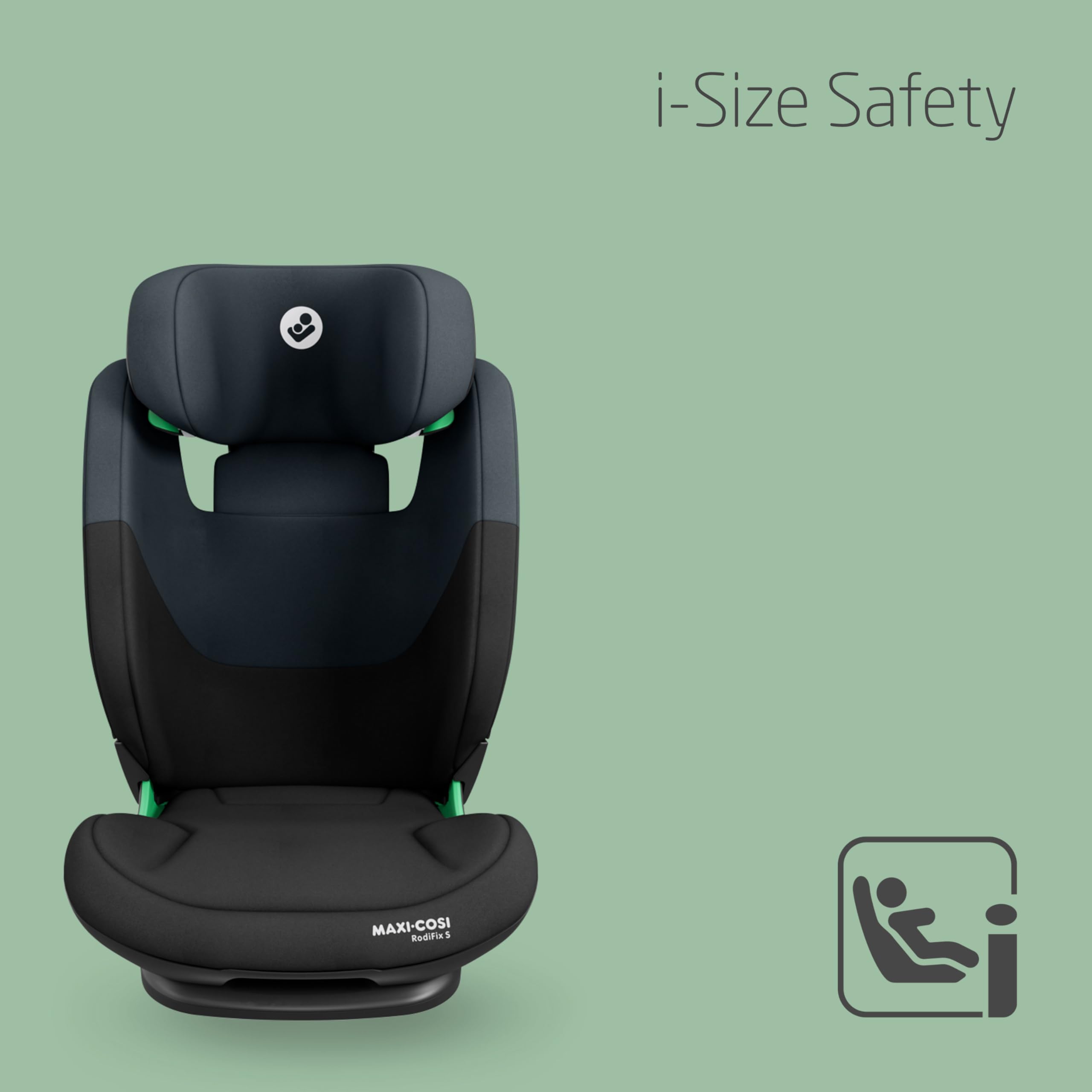 Maxi-Cosi RodiFix S i-Size, High Back Booster Seat, 3.5-12 Years (100-150 cm), Child Car Seat, 3 Recline Positions, Adjustable Height/Width, G-Cell Side Impact Protection, AirProtect, Tonal Black