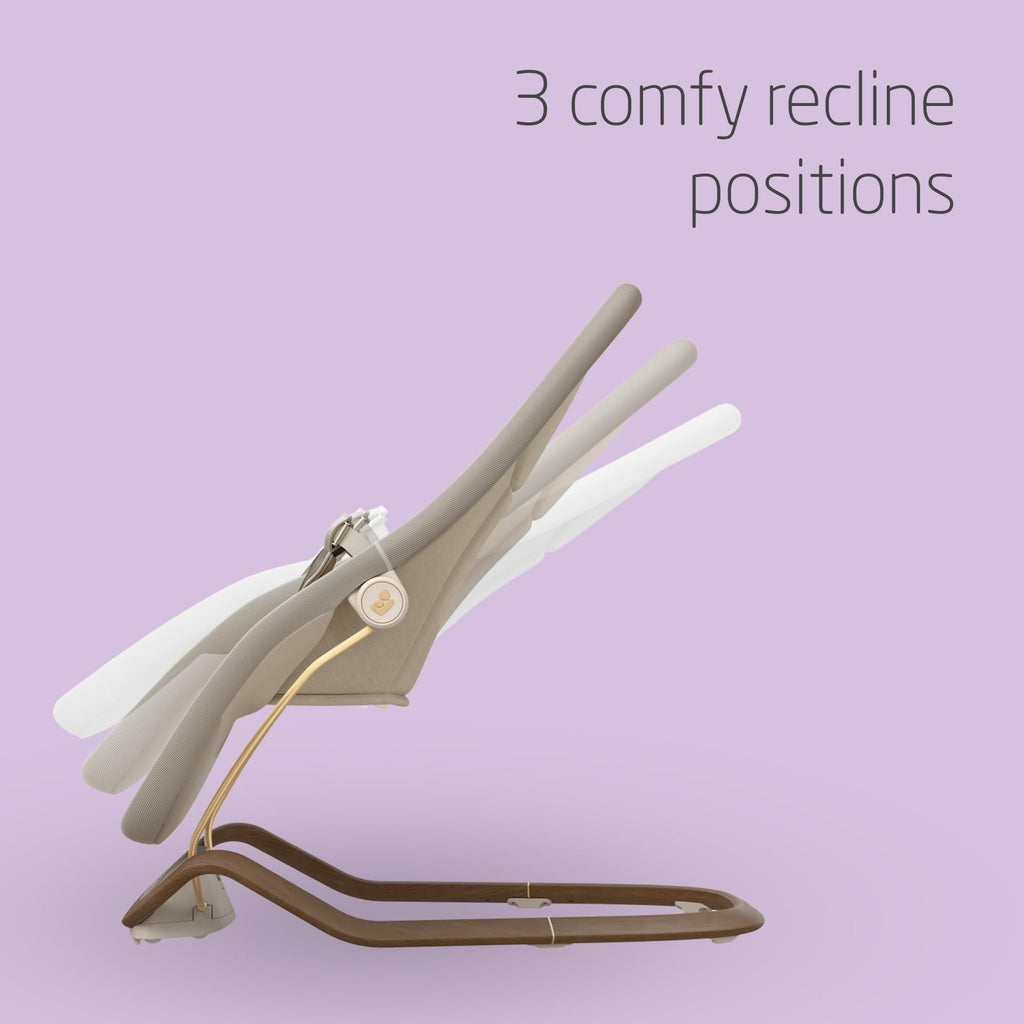 Maxi-Cosi Dove, Baby Bouncer, 0-3 Years, 0-15 kg, Lightweight Baby Bouncer, Foldable, Portable, Natural Bouncing, 3 Recline Positions, Eco Care 100% Recycled Fabrics, Elegance Beige