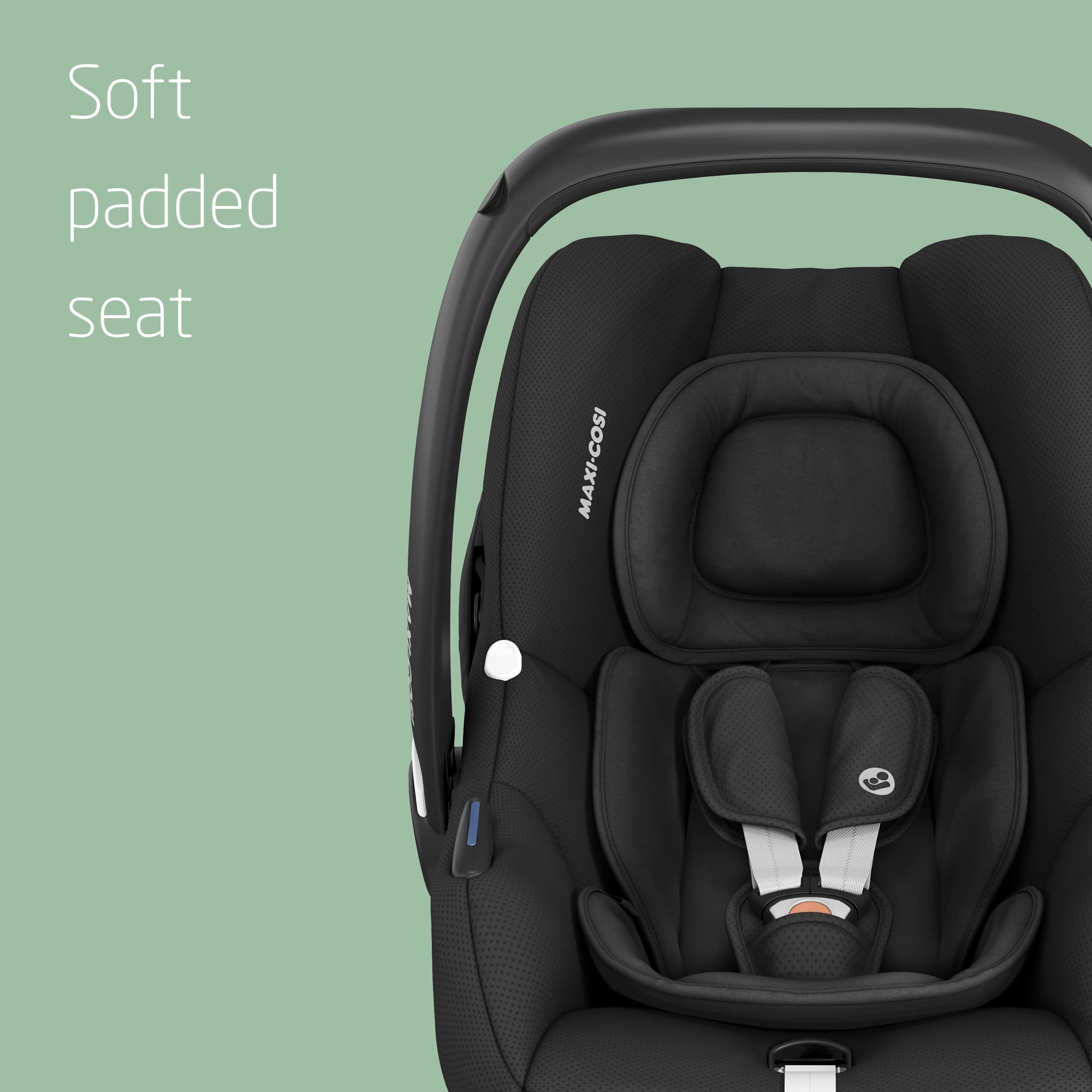 Maxi-Cosi CabrioFix i-Size, Baby Car Seat, 0–12 Months, Max. 12kg, Lightweight Car Seat Newborn (3.2kg), Large Sun Canopy, Extra Padded Seat, Fits most Maxi-Cosi Pushchairs, Essential Black