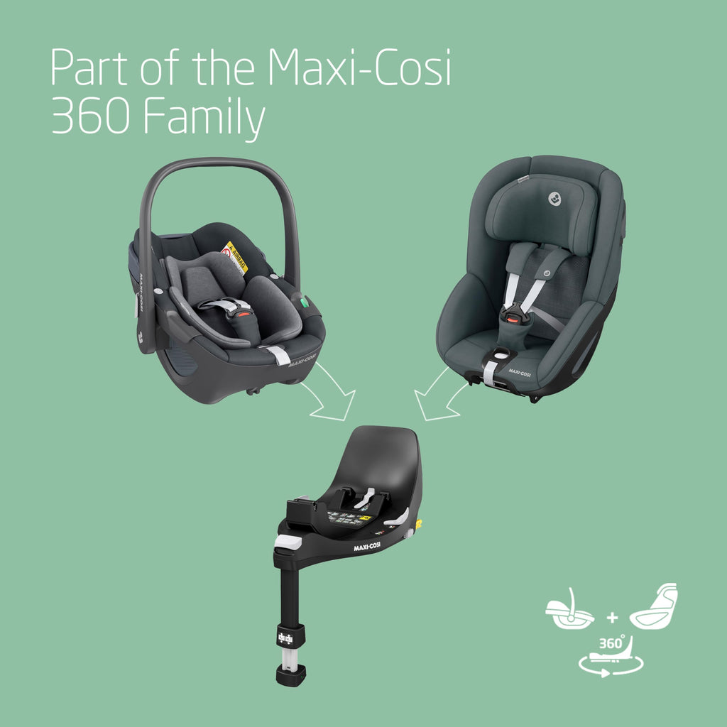 Maxi-Cosi Pearl 360 i-Size, Baby Car Seat, 3 months-4 years (61-105 cm), 360 Car Seat swivel, One-Hand Rotation, ClimaFlow, Easy-In Harness, G-CELL Side Impact Protection, Authentic Graphite