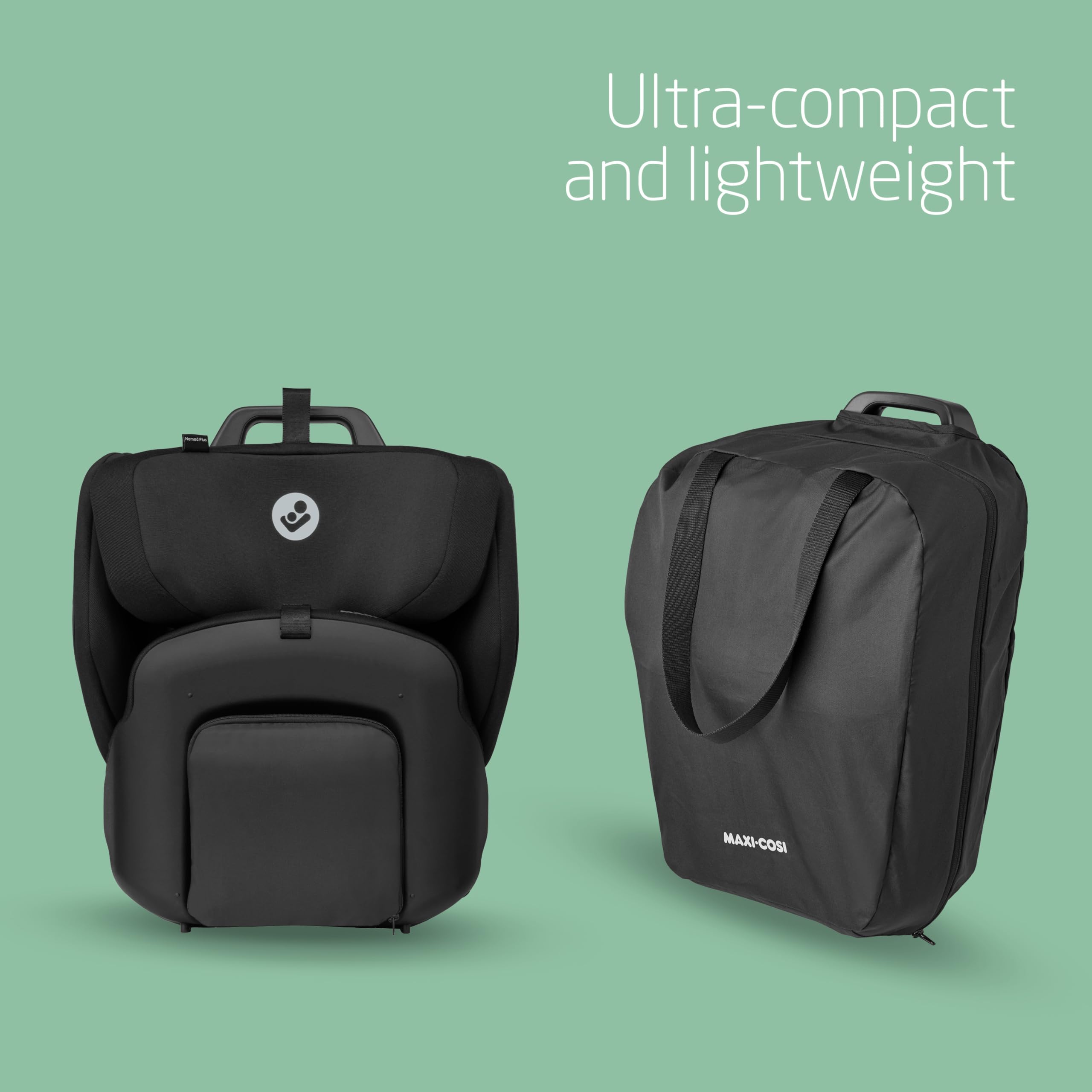 Maxi-Cosi Nomad Plus Foldable Car Seat, 15 Months-4 Years, 76-105cm, Portable, Lightweight, Side Impact Protection, Travel Bag, Black