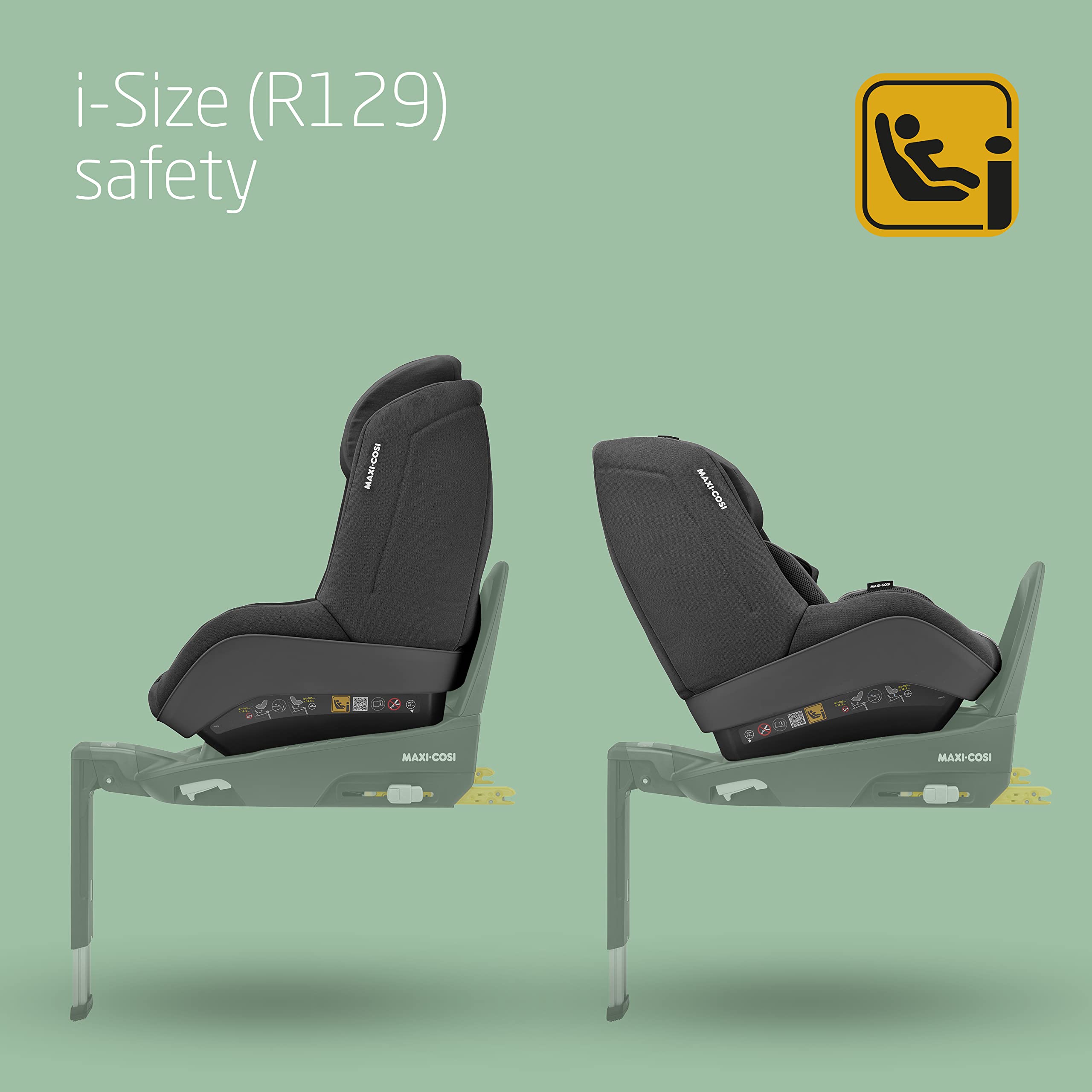 Maxi-Cosi Pearl Pro2 i-Size, Rear Facing R129 Car Seat, 6 months - 4 years, 67 - 105 cm (9-18 kg), Group 1 Car Seat, 4 Recline Positions, Extra Padded Cushion, Easy-in Harness, Authentic Black