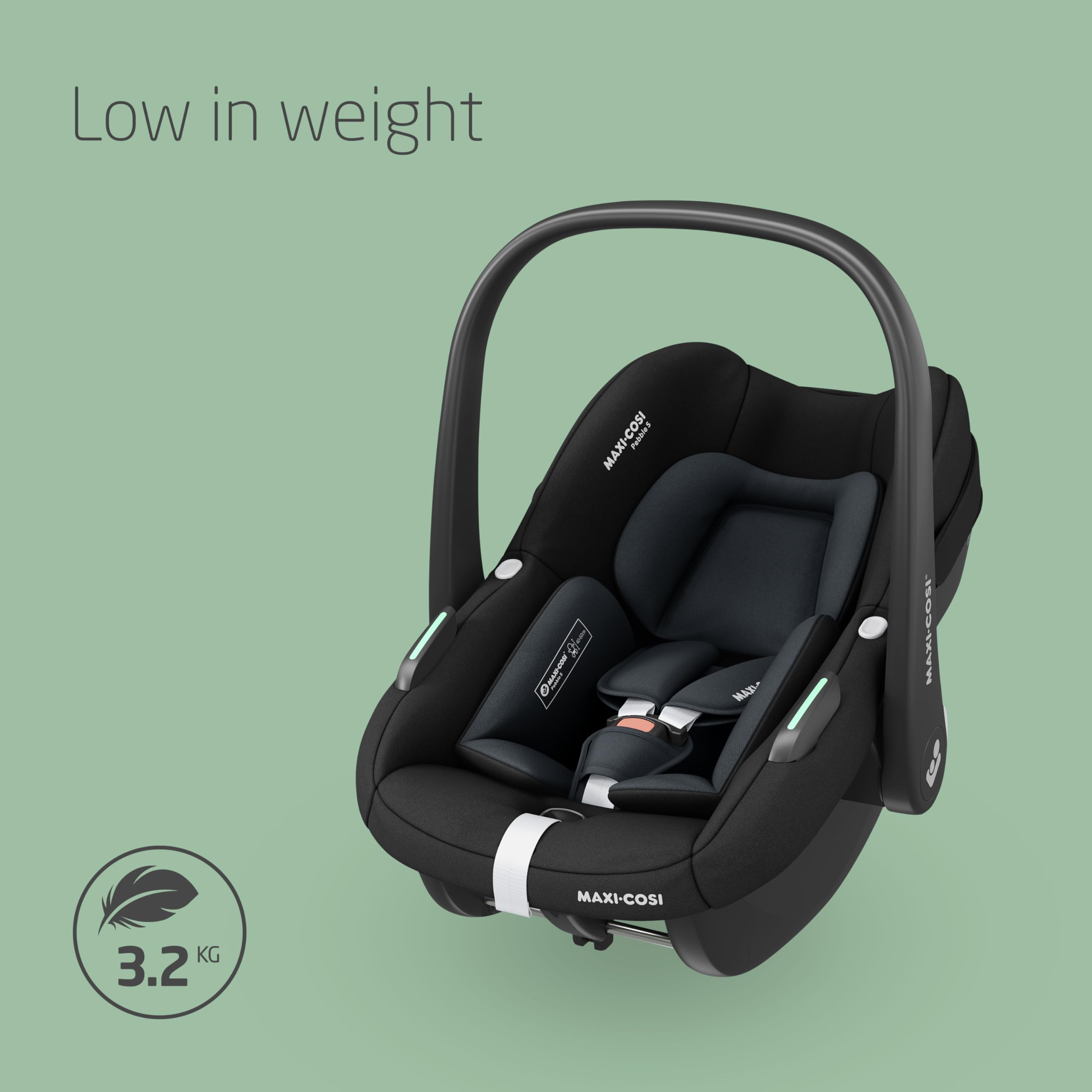 Maxi-Cosi Pebble S i-SIze, Baby Car Seat, 0 - 15 Months, 0 - 13 kg, 40 - 83 cm, Lightweight Car Seat Newborn, Click & Go Installation, G-CELL Side Impact Protection, Baby-Hugg Inlay, Tonal Black
