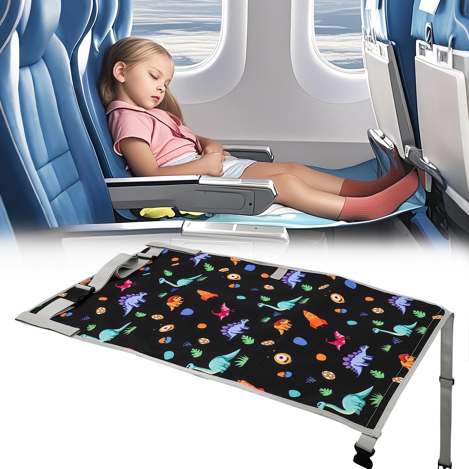 Uhngw Airplane Bed for Kids, Travel Bed, Soft Foot Rest, Foldable Cot for Traveling & Overnight
