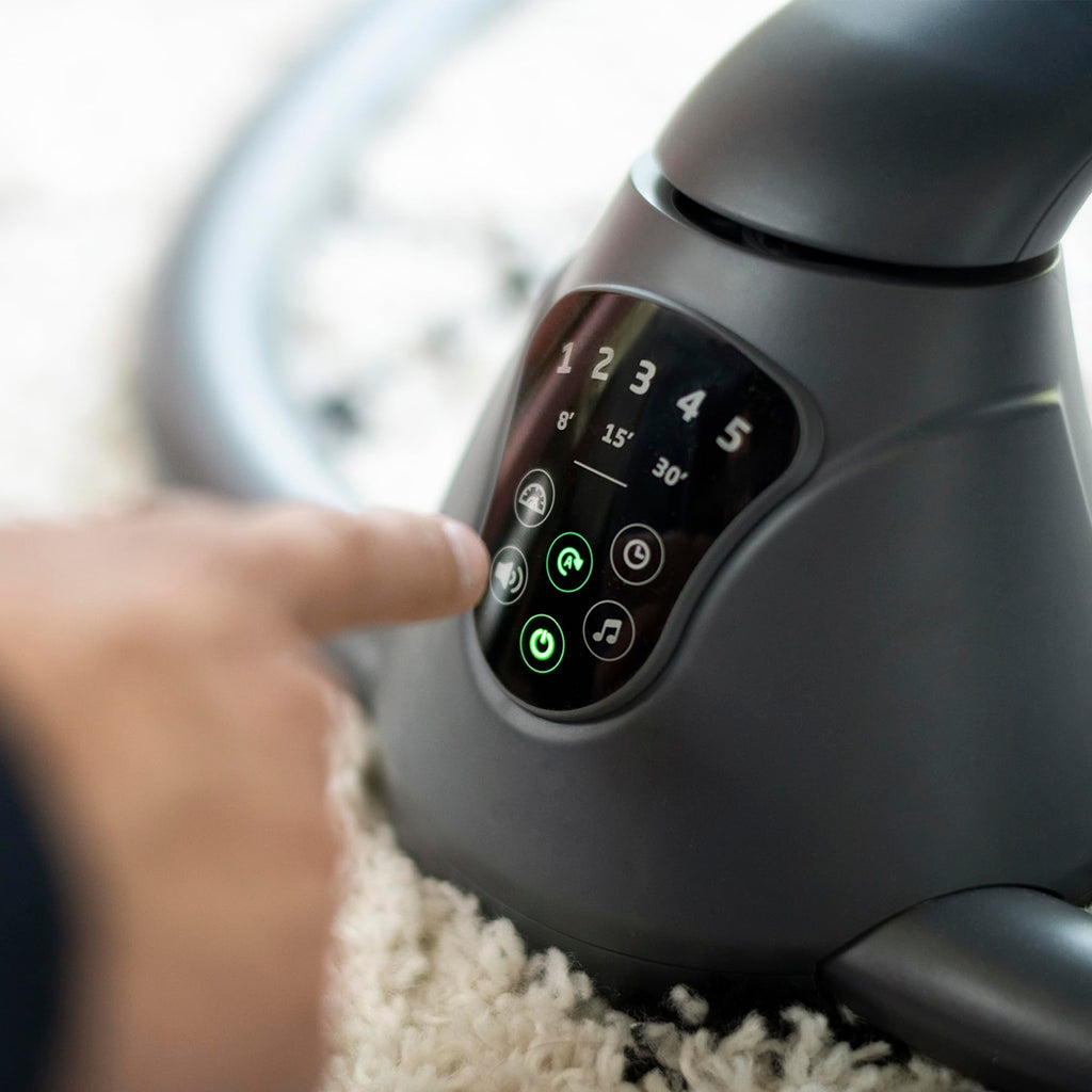 Maxi-Cosi Cassia Electric Baby Swing Chair, 0–6 Months, max 9kg, Baby Rocker, 12 melodies, 360° Seat Rotation, Automatic Motion Detection, 5 Swinging Speeds, 2 Recline Positions, Essential Graphite