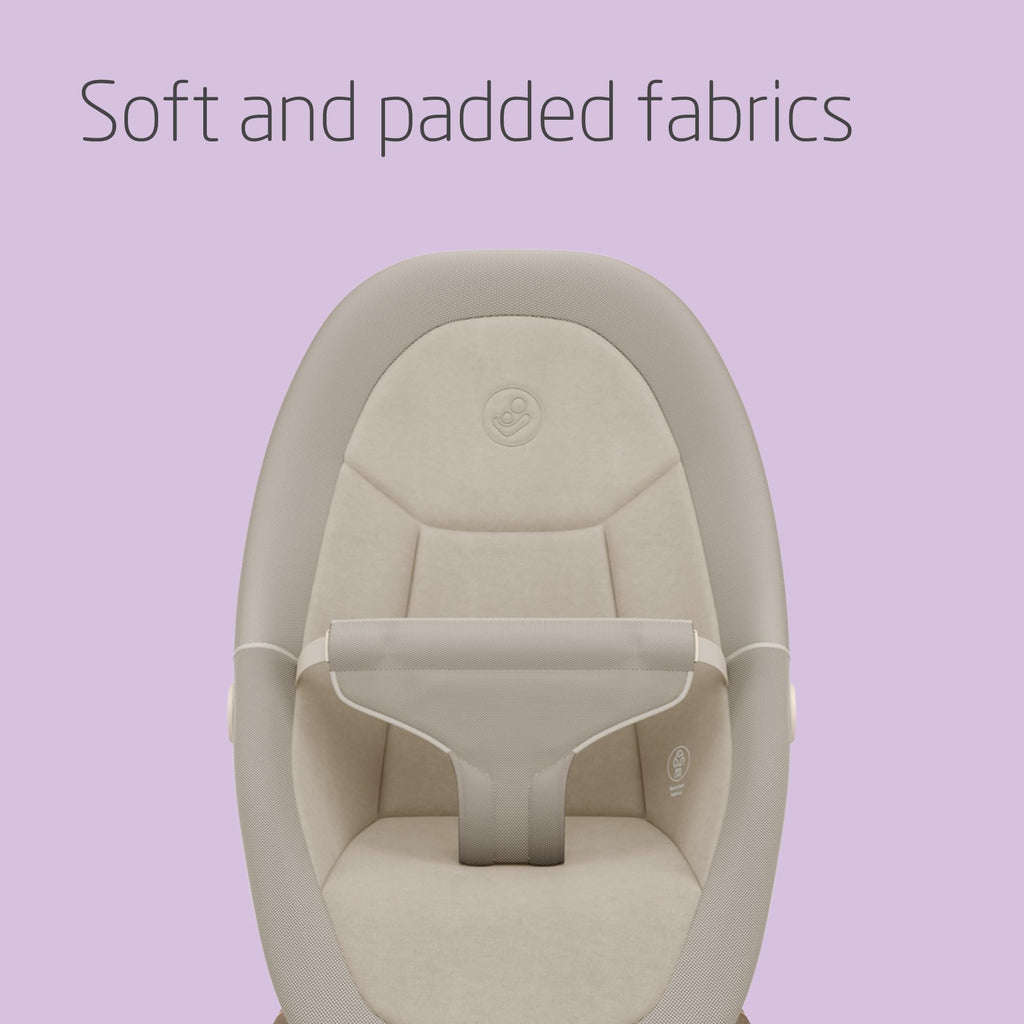 Maxi-Cosi Dove, Baby Bouncer, 0-3 Years, 0-15 kg, Lightweight Baby Bouncer, Foldable, Portable, Natural Bouncing, 3 Recline Positions, Eco Care 100% Recycled Fabrics, Elegance Beige