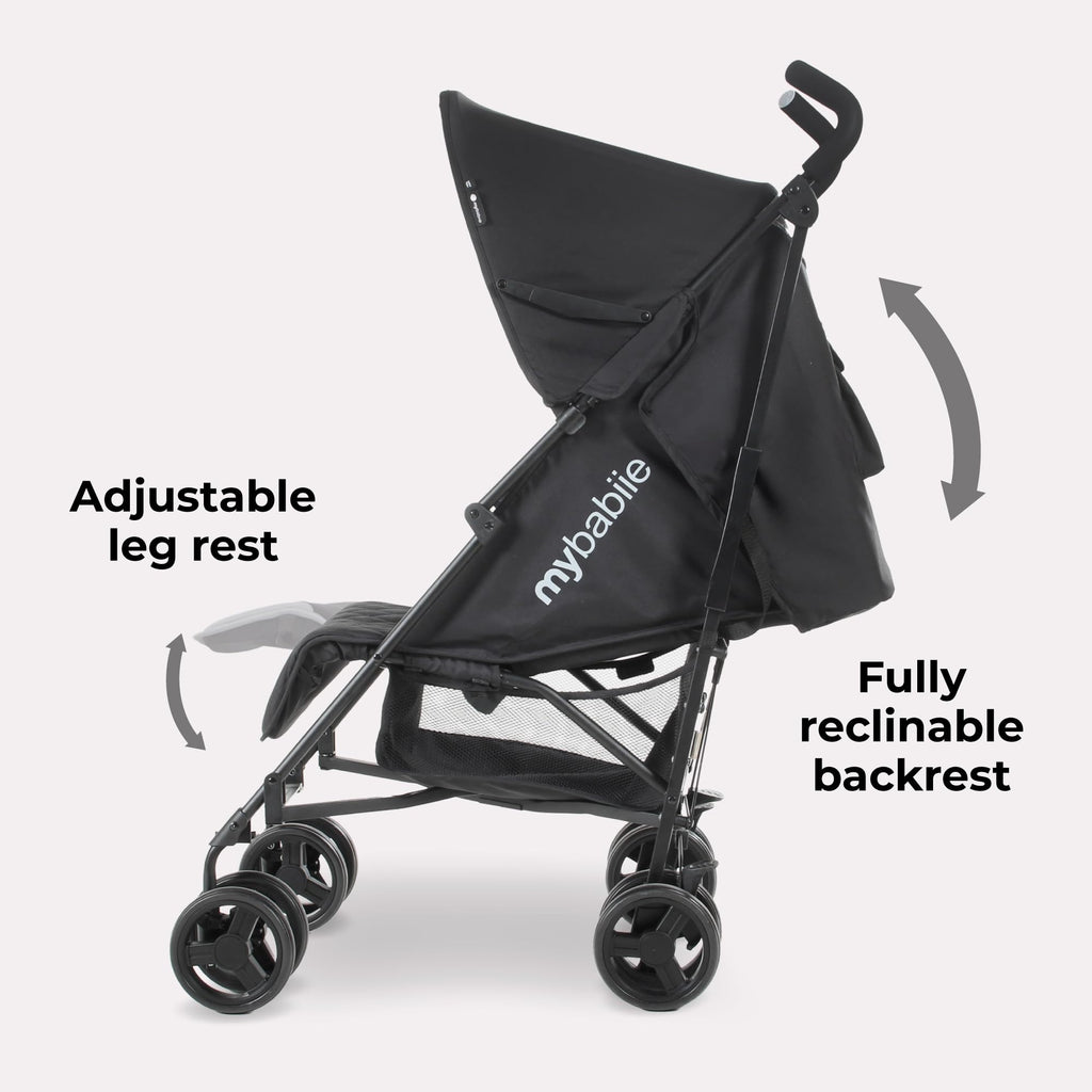 My Babiie MB01 Stroller, From Birth to 4 Years, 22kg, Lightweight & Compact, Umbrella Fold, Travel Buggy, Black