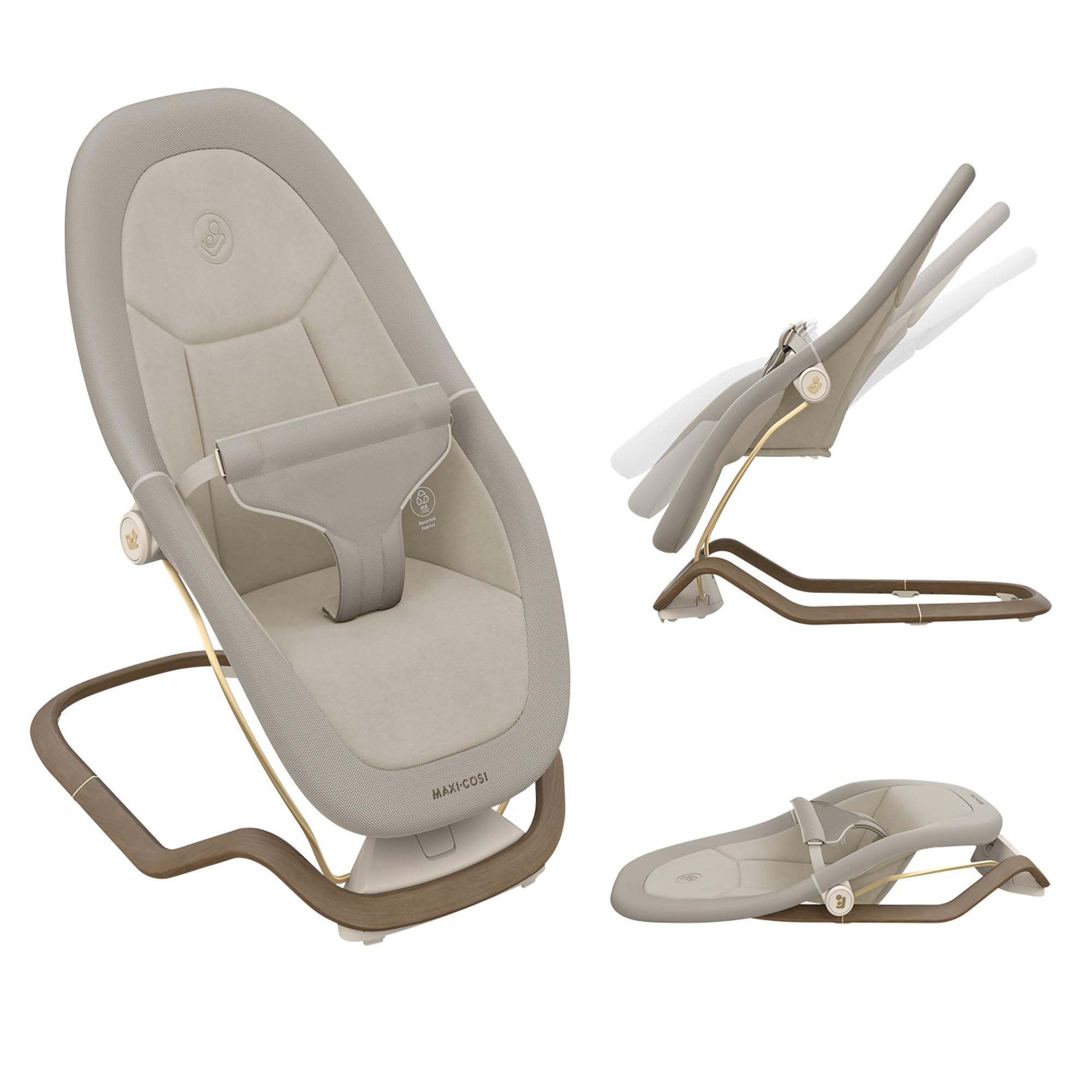 Maxi-Cosi Dove, Baby Bouncer, 0-3 Years, 0-15 kg, Lightweight Baby Bouncer, Foldable, Portable, Natural Bouncing, 3 Recline Positions, Eco Care 100% Recycled Fabrics, Elegance Beige