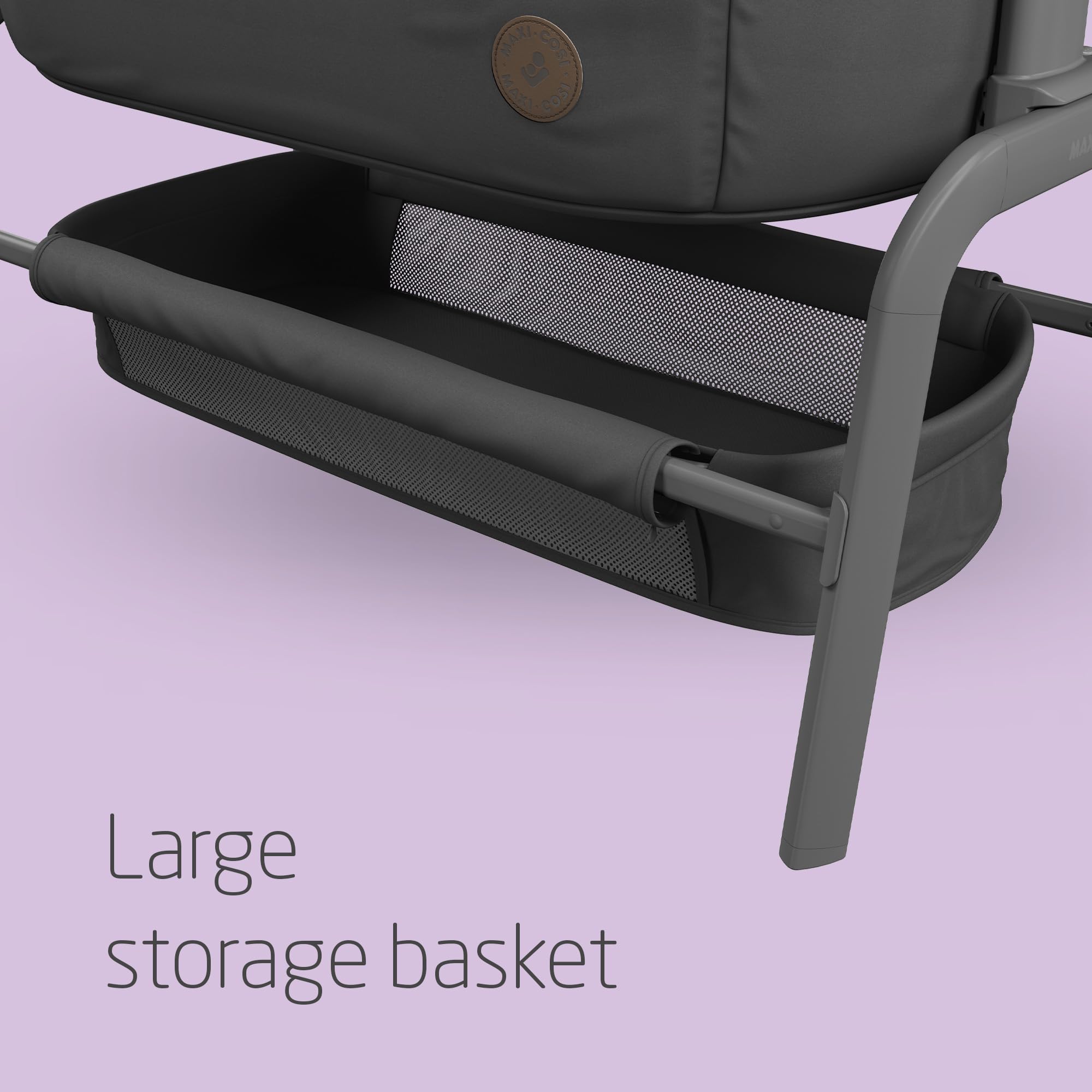 Maxi-Cosi Iora Co-Sleeper Crib, Foldable Baby Bedside Crib, 0–6 Months, max 9 kg, 4 Incline & 5 Height Positions, Easy Slide, Comfortable Mattress, Large Basket, Easy to Carry, Essential Graphite