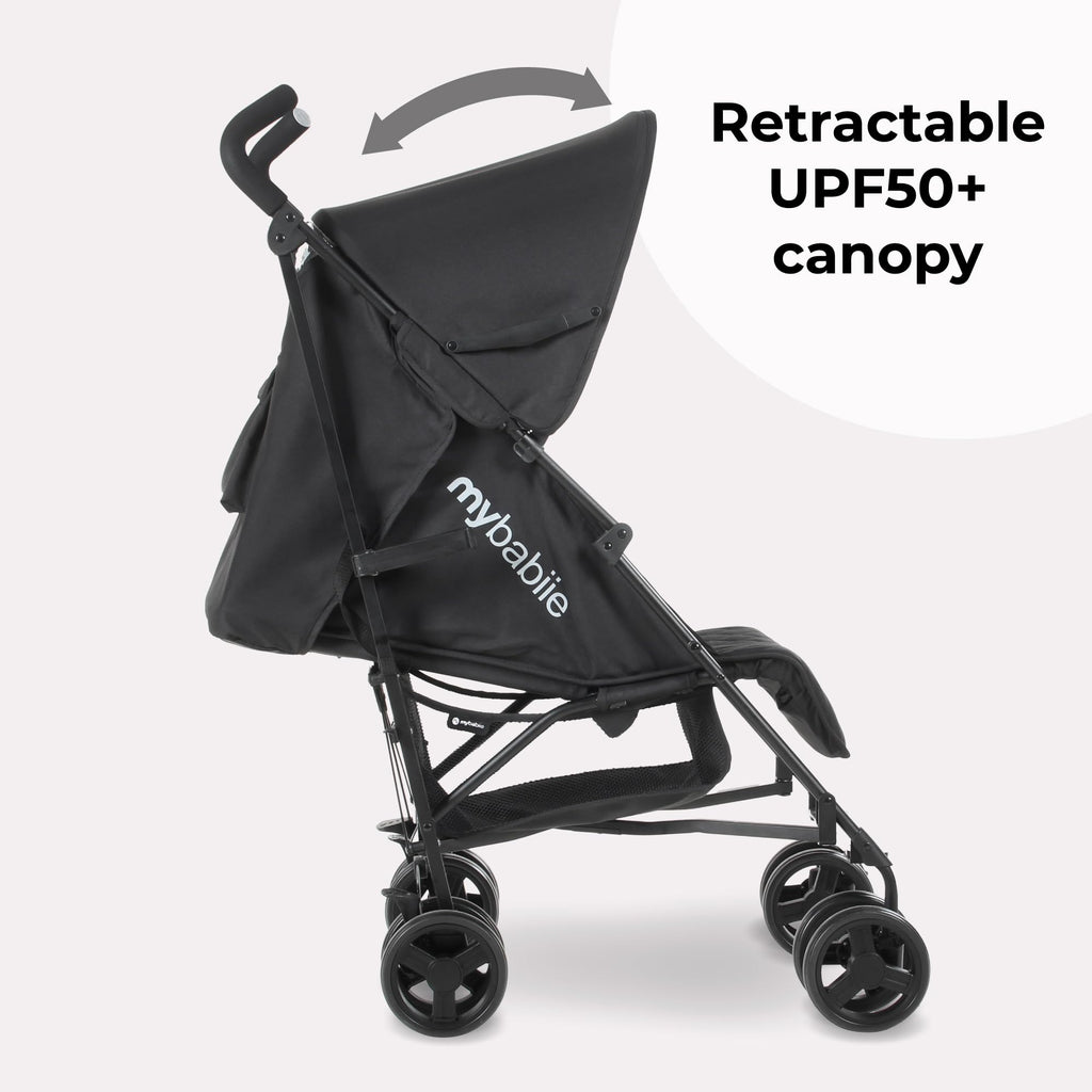 My Babiie MB01 Stroller, From Birth to 4 Years, 22kg, Lightweight & Compact, Umbrella Fold, Travel Buggy, Black