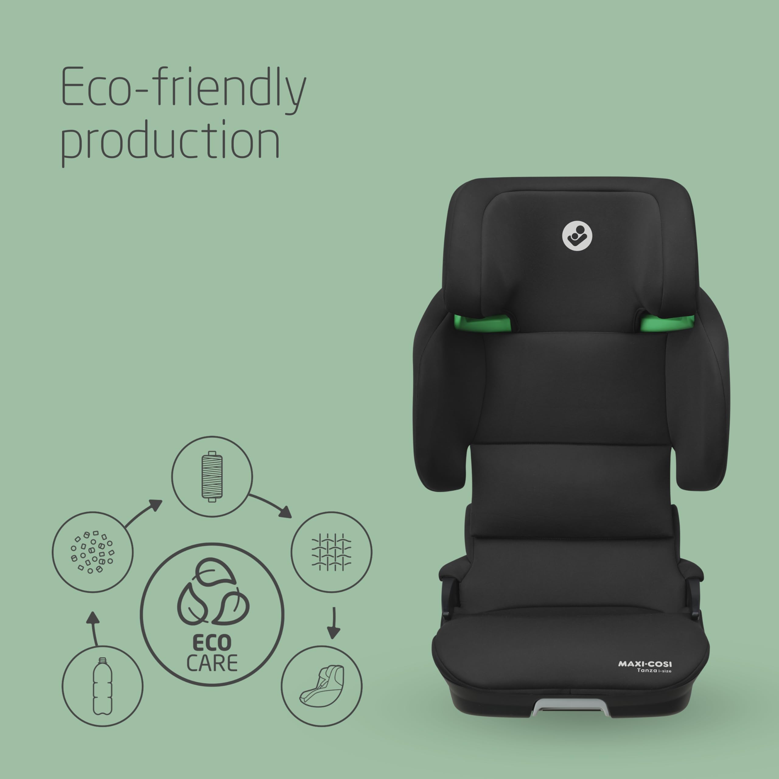 Maxi-Cosi Tanza i-Size High Back Booster, 3.5-12 Years, 100-150cm, Foldable, 10 Headrest Positions, G-CELL Side Impact Protection, Black