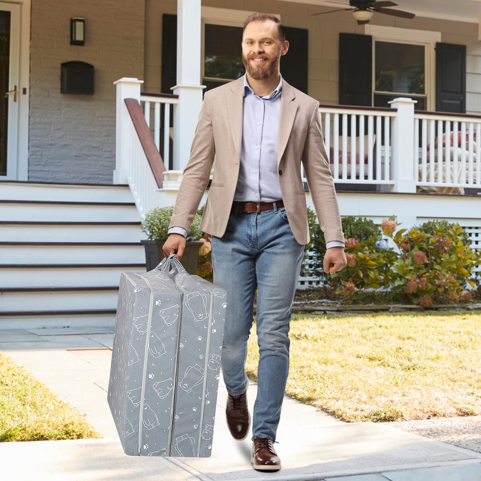 Umoving Portable Toddler Travel Bed, Foldable Soft Foam Crib with Washable Cover, Safety Rails, Compact for Travel & Home, Grey