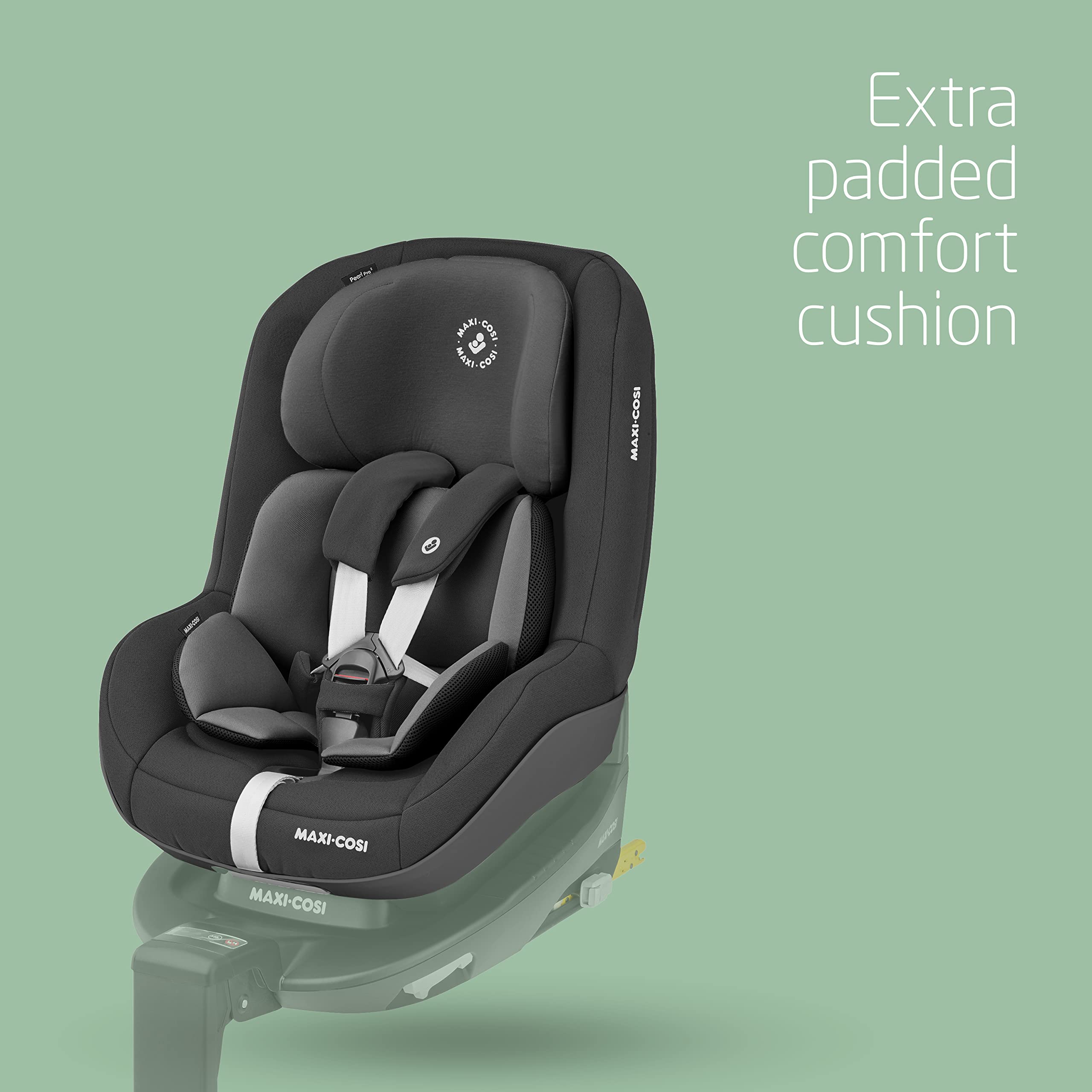 Maxi-Cosi Pearl Pro2 i-Size, Rear Facing R129 Car Seat, 6 months - 4 years, 67 - 105 cm (9-18 kg), Group 1 Car Seat, 4 Recline Positions, Extra Padded Cushion, Easy-in Harness, Authentic Black